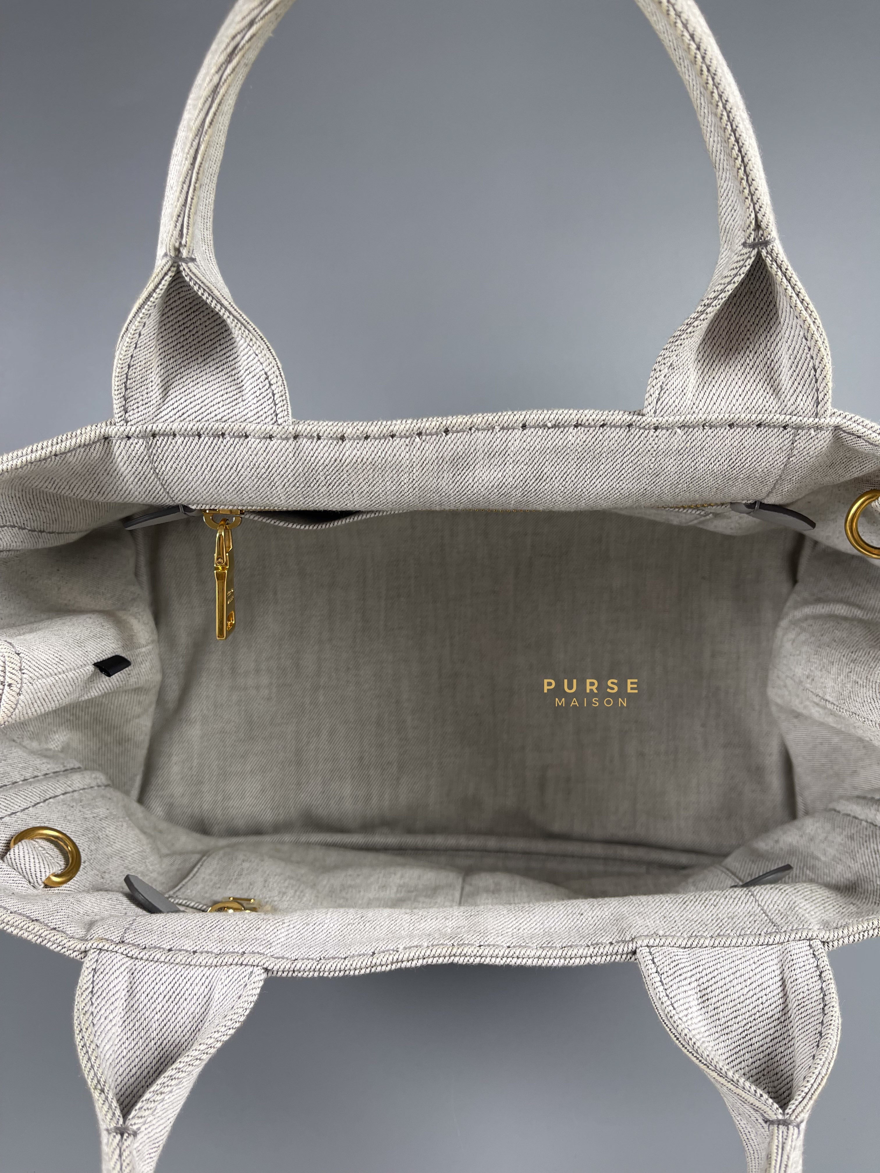 Prada 1BG642 Denim Bianco Tote Bag | Purse Maison Luxury Bags Shop