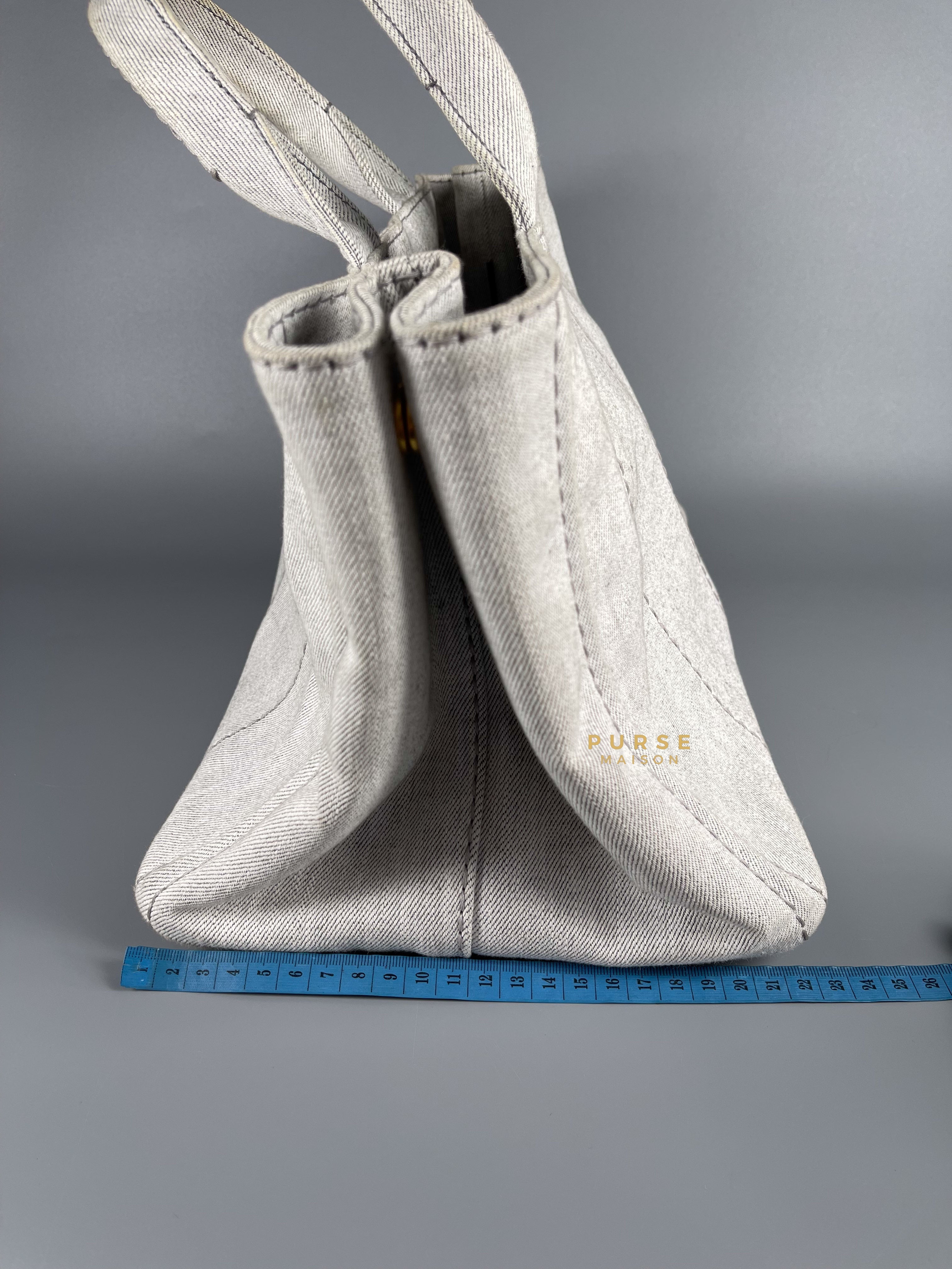 Prada 1BG642 Denim Bianco Tote Bag | Purse Maison Luxury Bags Shop