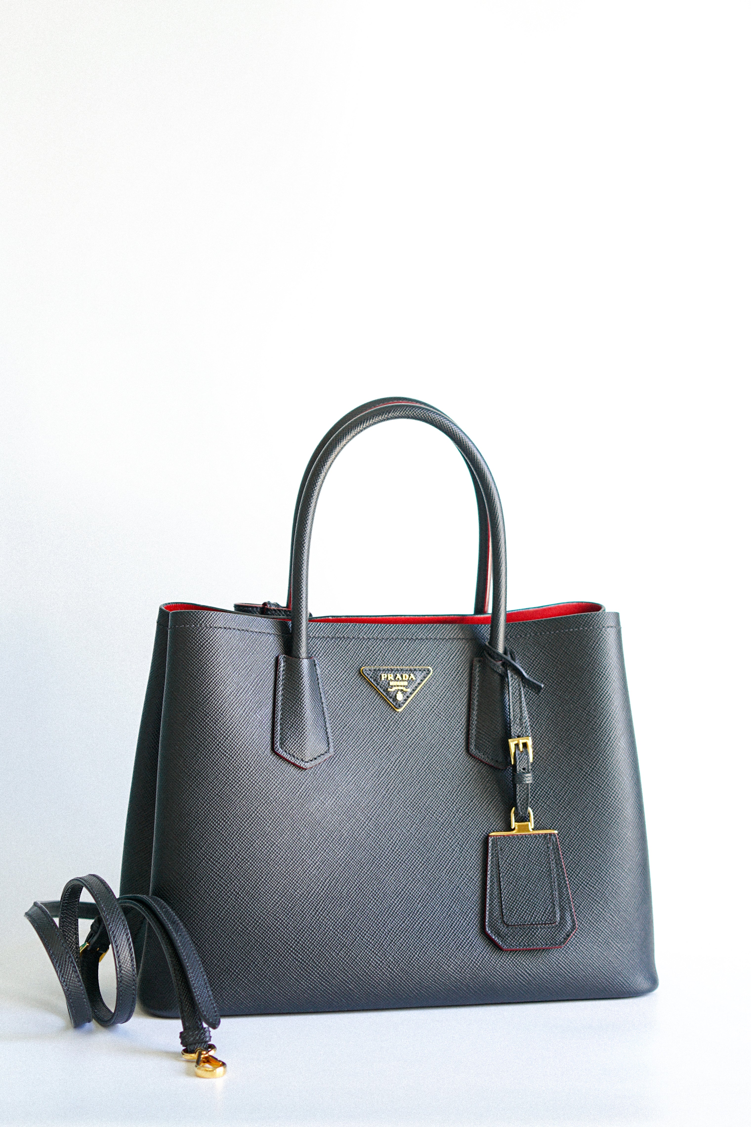 Prada, Bags, Prada Medium Saffiano Leather Double Leather Bag