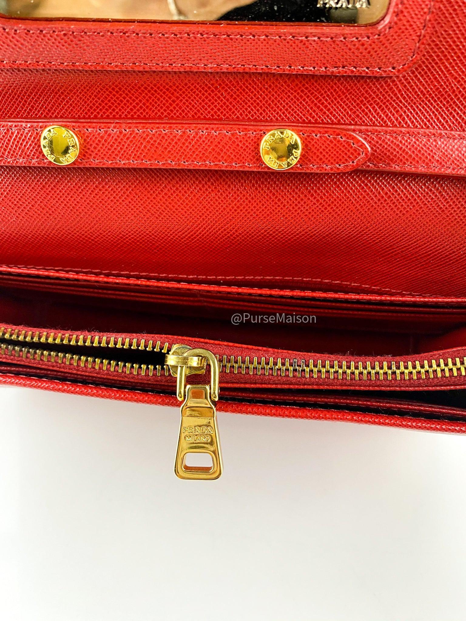 Prada 1M1361 Saffiano Metal Fuoco (Red)