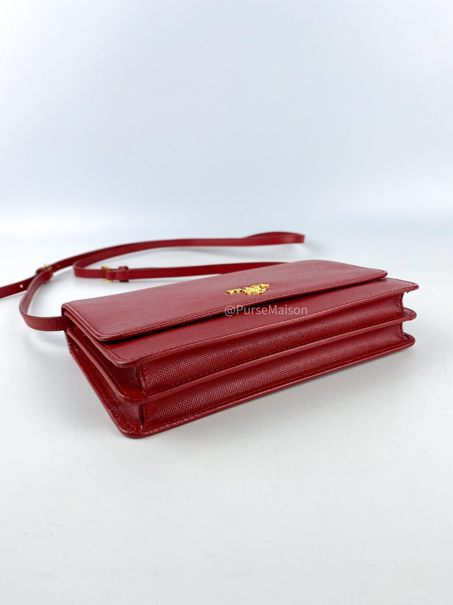 Prada 1M1361 Saffiano Metal Fuoco (Red)