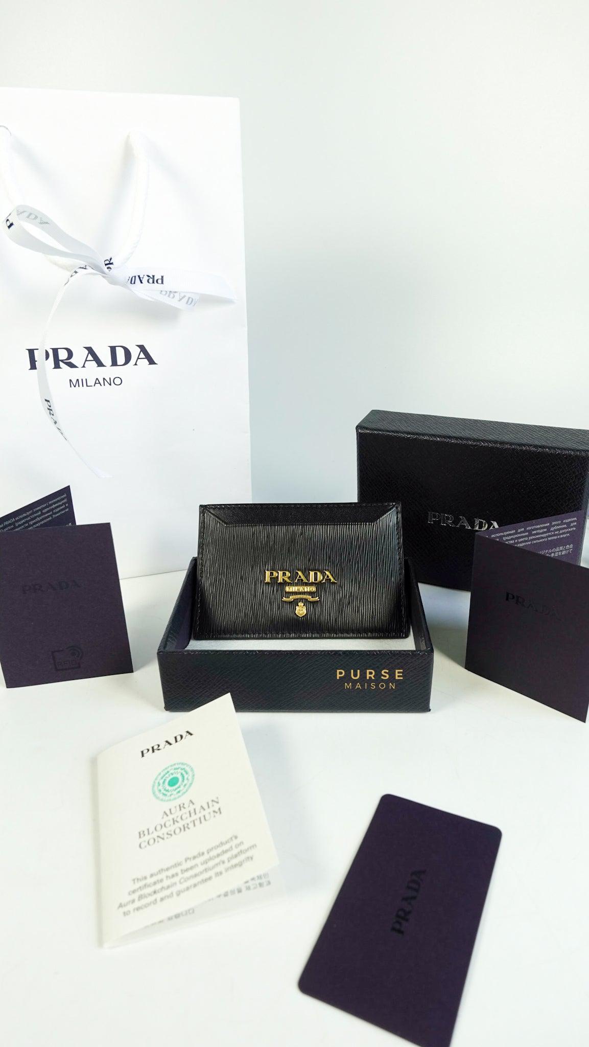 Prada 1MC208 Vitello Card Holder (Black)