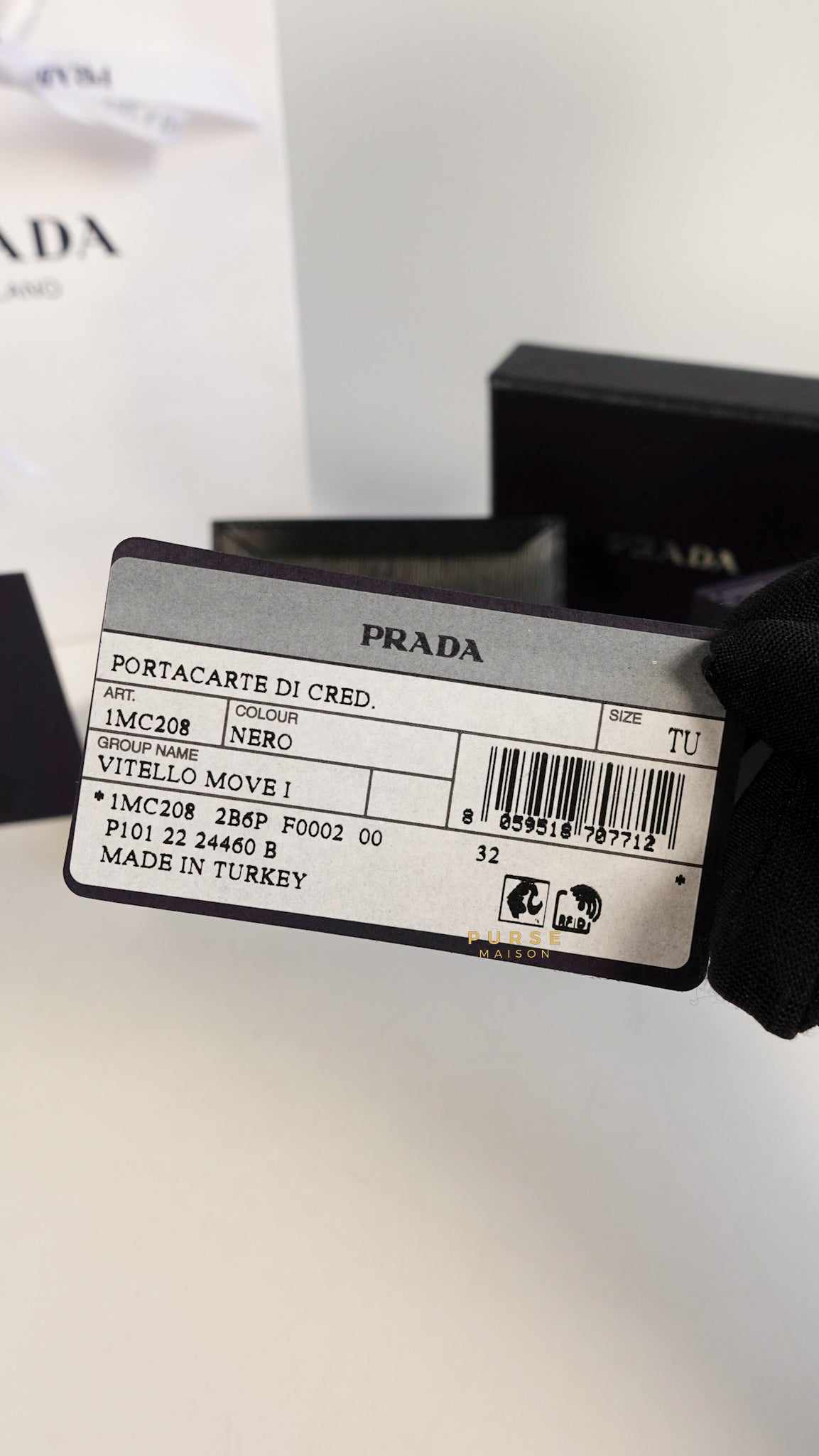 Prada 1MC208 Vitello Card Holder (Black)