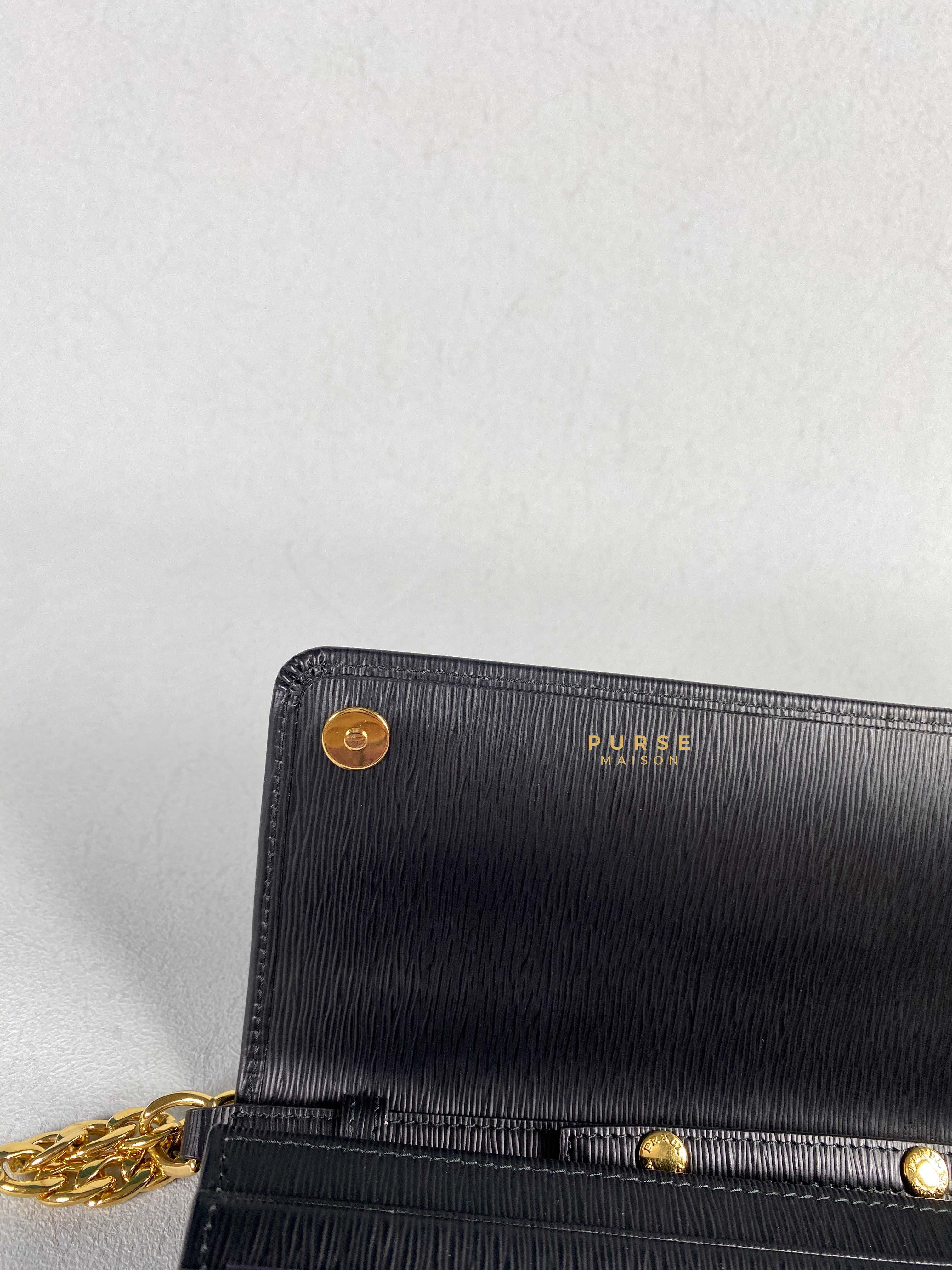 Prada 1MT290 Wallet on Chain Vitello in Black Leather