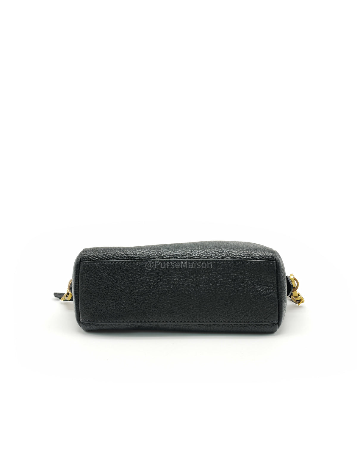 Prada 1ND004 Vitello Daino Cosmetic Pouch in Black Grained Leather and Gold Hardware | Purse Maison Luxury Bags Shop