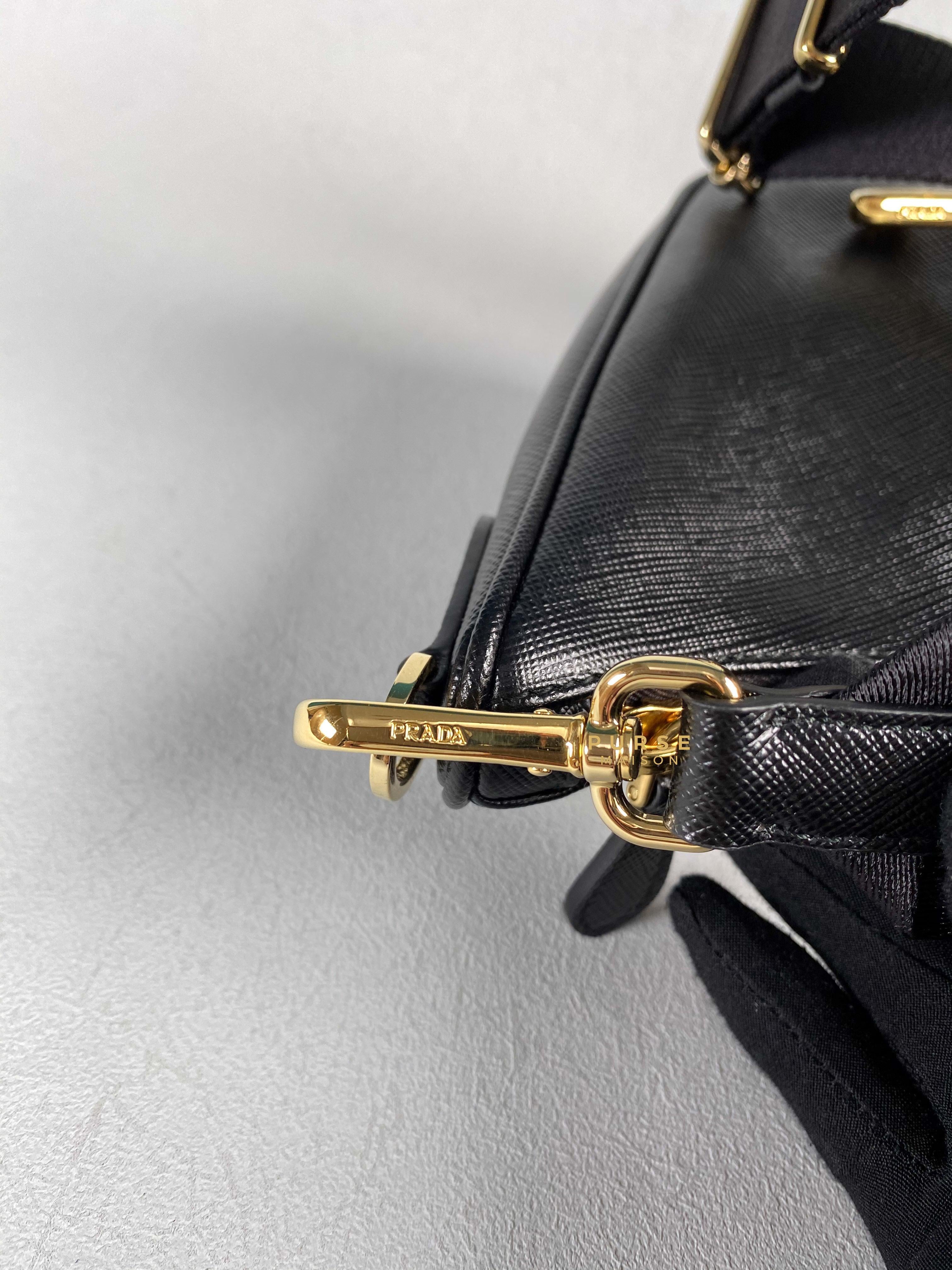Prada Bandoliera Saffiano Lux Re-edition 2005 Black Shoulder Bag | Purse Maison Luxury Bags Shop