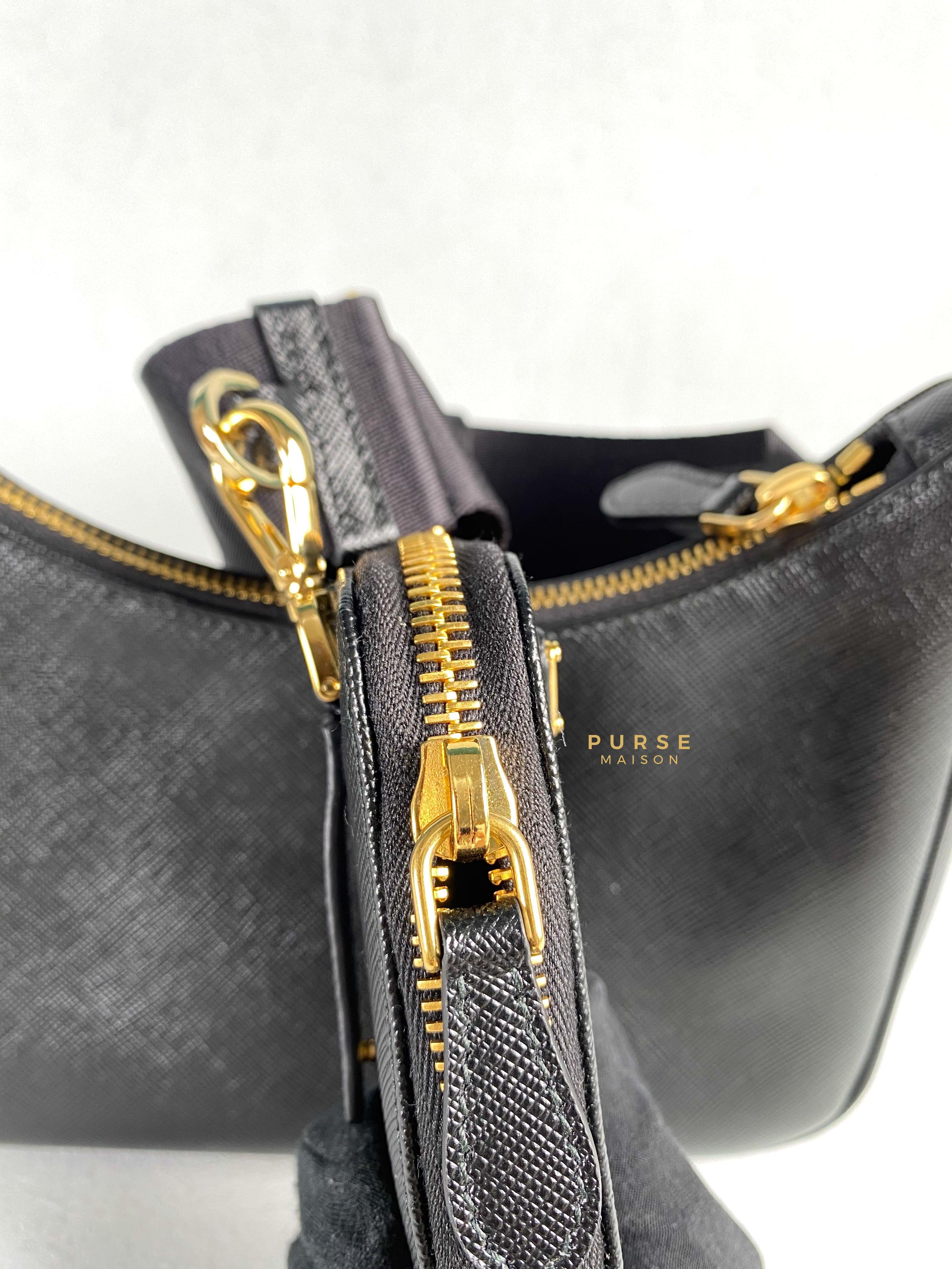 Prada Bandoliera Saffiano Lux Re-edition 2005 Black Shoulder Bag | Purse Maison Luxury Bags Shop