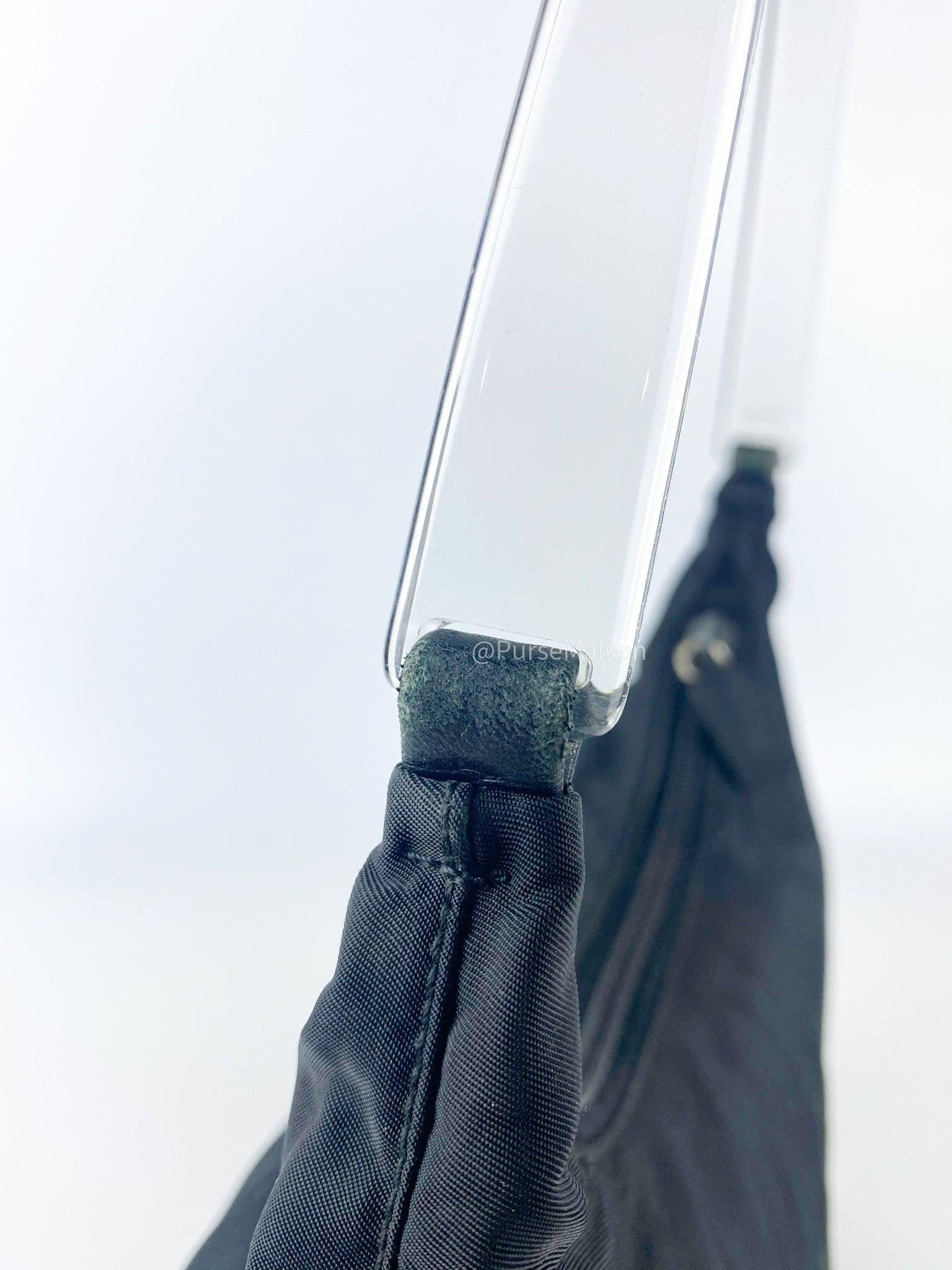 Prada Black Nylon Hand Bag with Transparent Handle