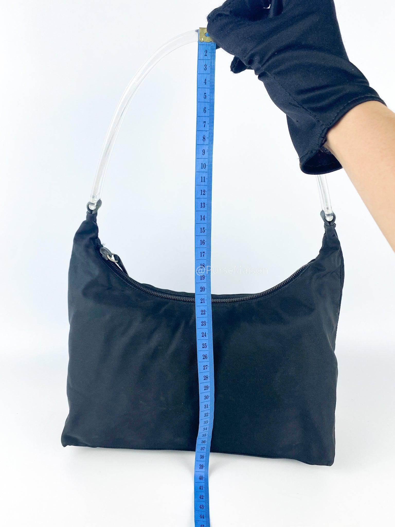 Prada Black Nylon Hand Bag with Transparent Handle | Purse