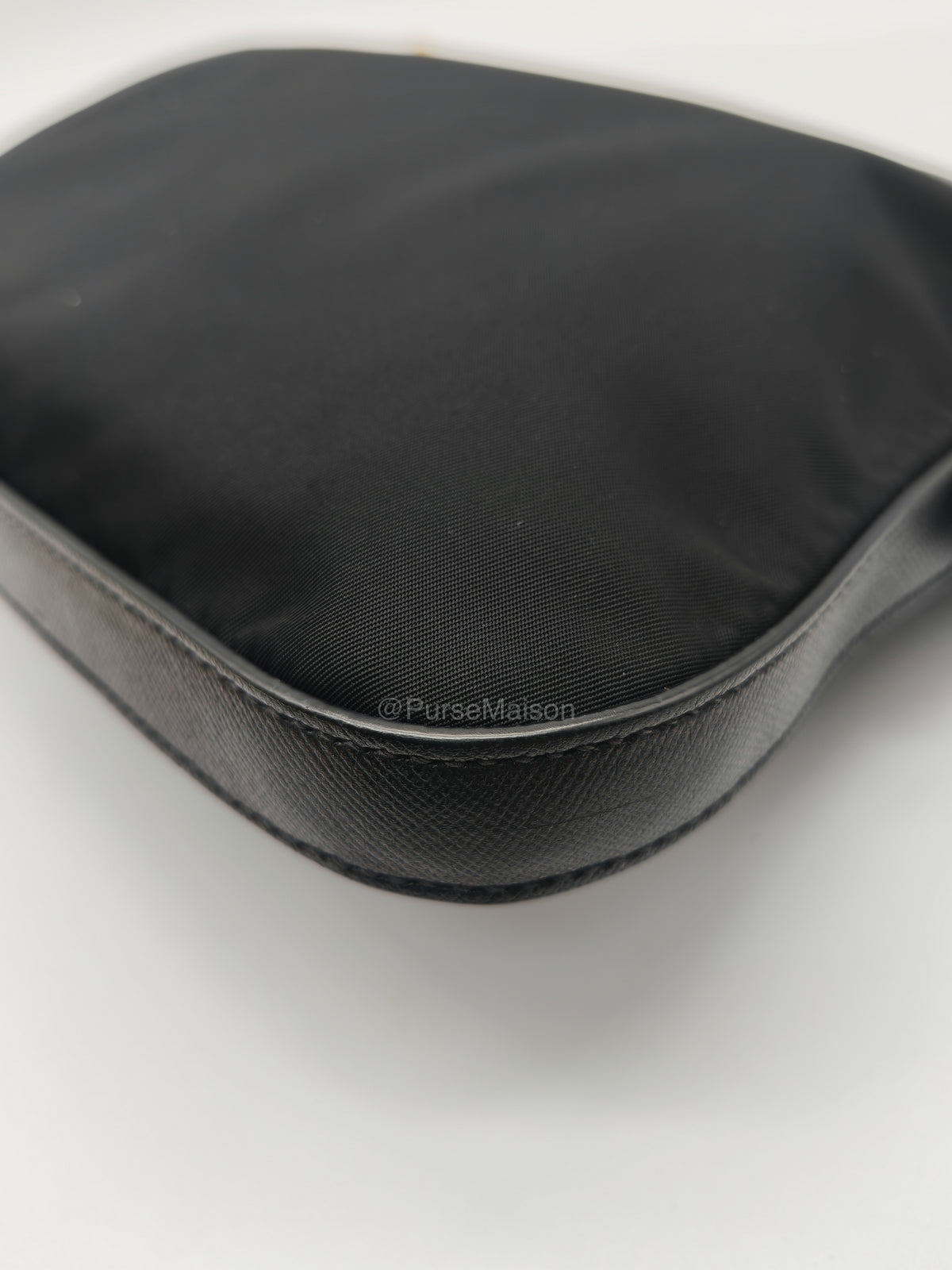 Prada Black Tessuto Nylon and Saffiano Leather Trim Small Crossbody Bag Gold Hardware | Purse Maison Luxury Bags Shop