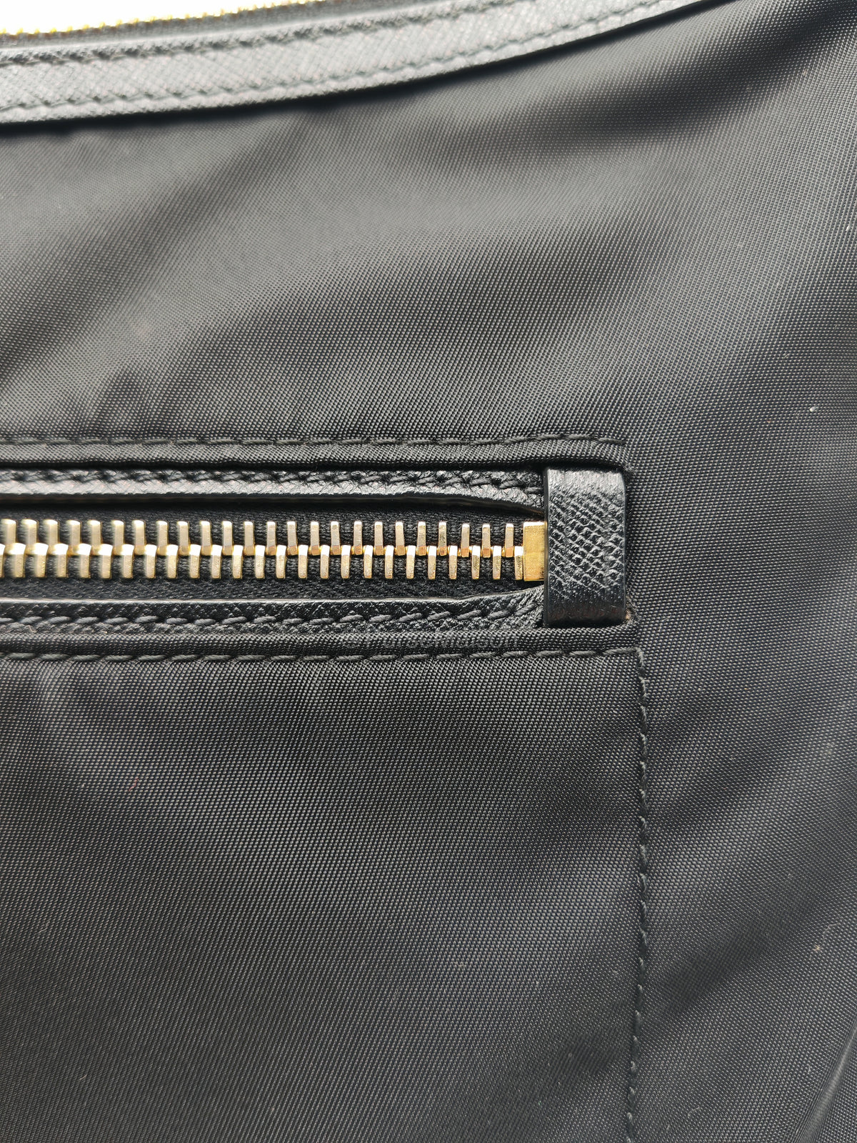 Prada Black Tessuto Nylon and Saffiano Leather Trim Small Crossbody Bag Gold Hardware | Purse Maison Luxury Bags Shop