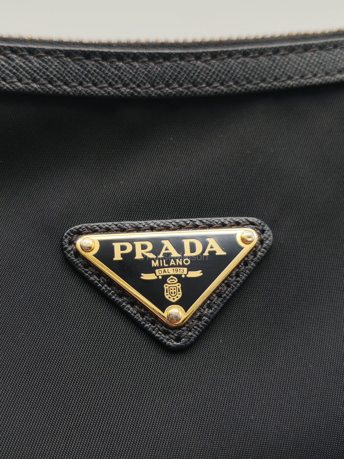 Prada Black Tessuto Nylon and Saffiano Leather Trim Small Crossbody Bag Gold Hardware | Purse Maison Luxury Bags Shop