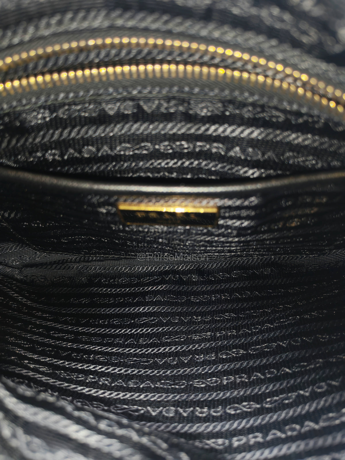 Prada Black Tessuto Nylon and Saffiano Leather Trim Small Crossbody Bag Gold Hardware | Purse Maison Luxury Bags Shop