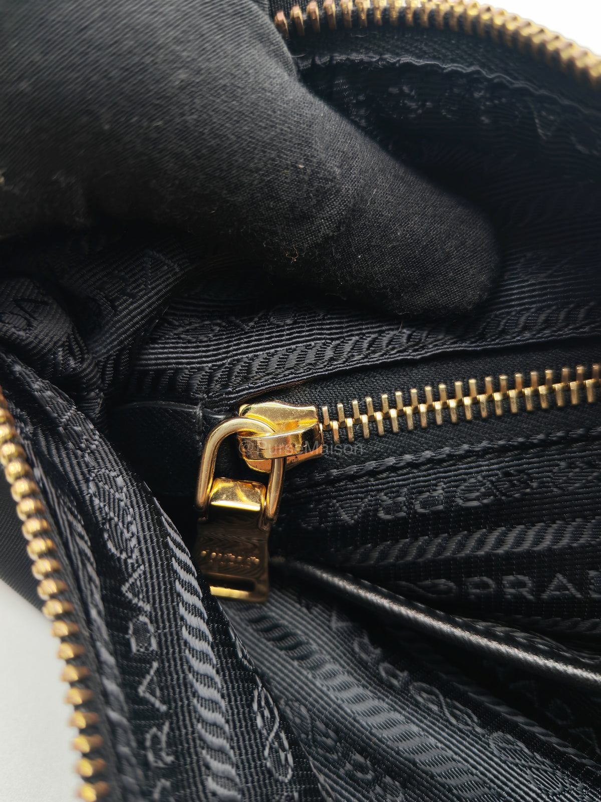 Prada Black Tessuto Nylon and Saffiano Leather Trim Small Crossbody Bag Gold Hardware | Purse Maison Luxury Bags Shop
