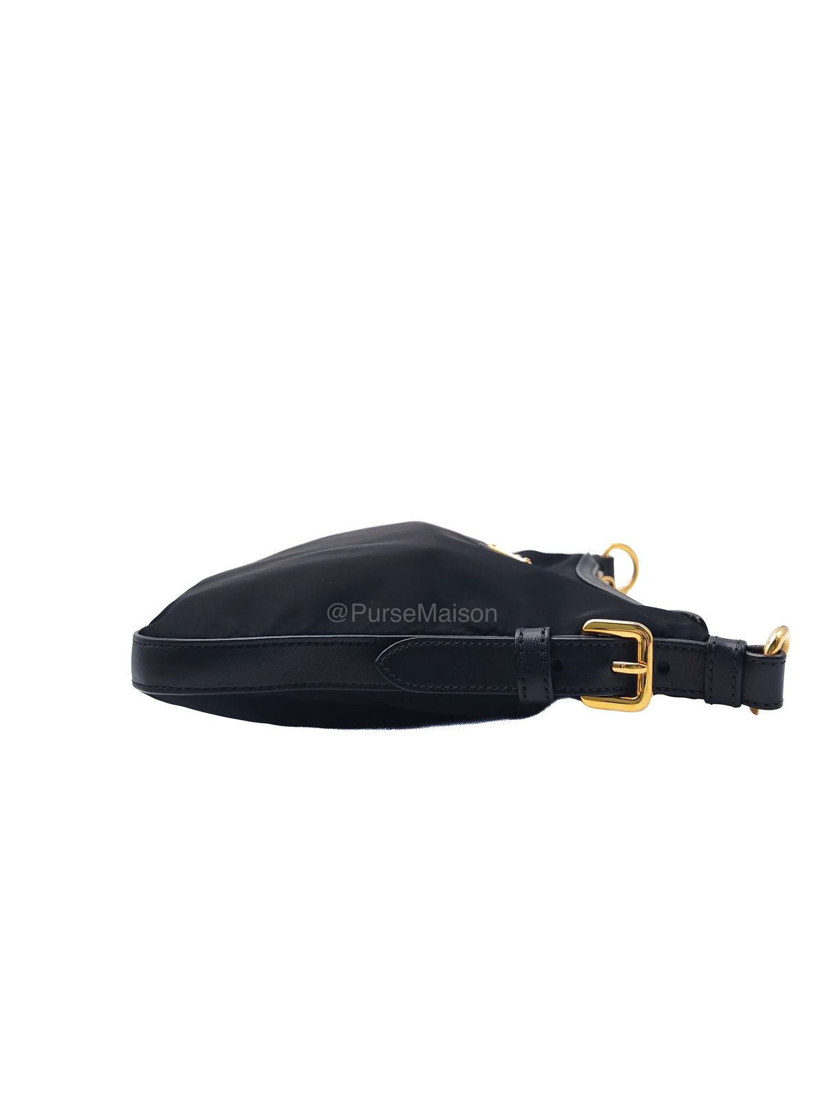 Prada Black Tessuto Nylon and Saffiano Leather Trim Small Crossbody Bag Gold Hardware | Purse Maison Luxury Bags Shop