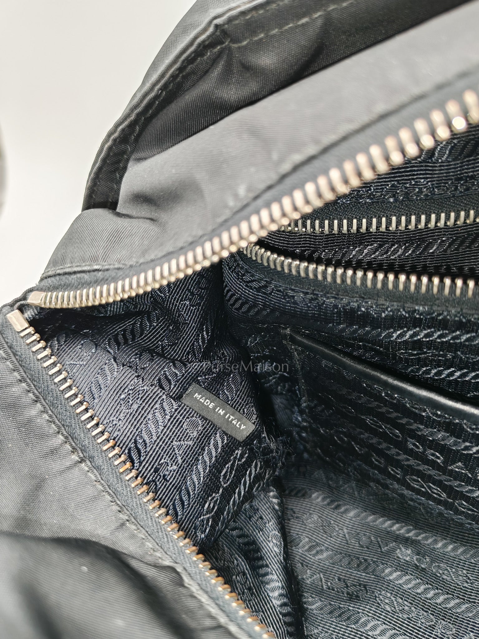Prada BN1057 Boston Bag in Black Tessuto Nylon and Saffiano Leather Trim Silver Hardware | Purse Maison Luxury Bags Shop
