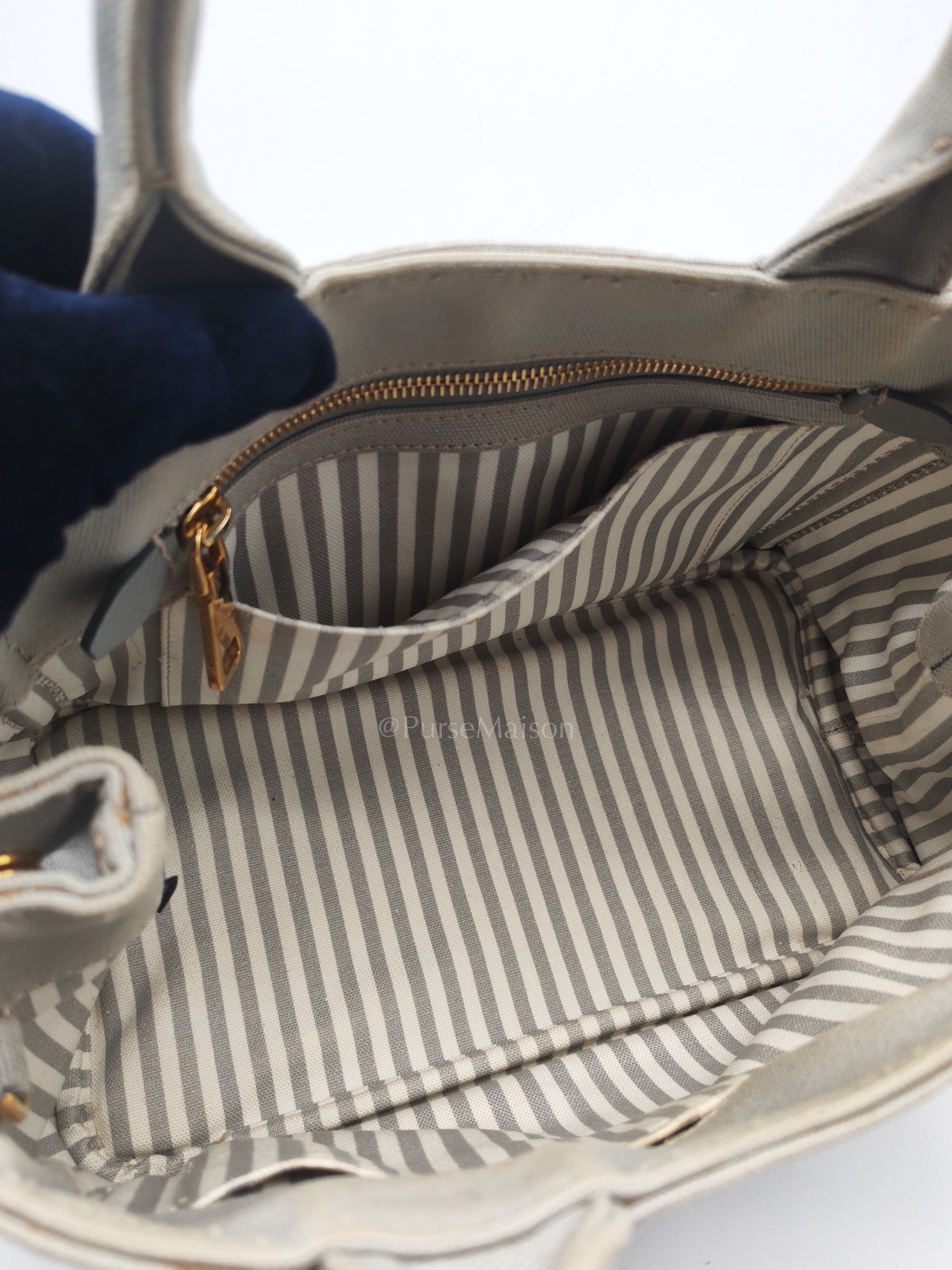 Canapa Canvas Small Tote Bag in Gray & Gold Hardware | Purse Maison Luxury Bags Shop