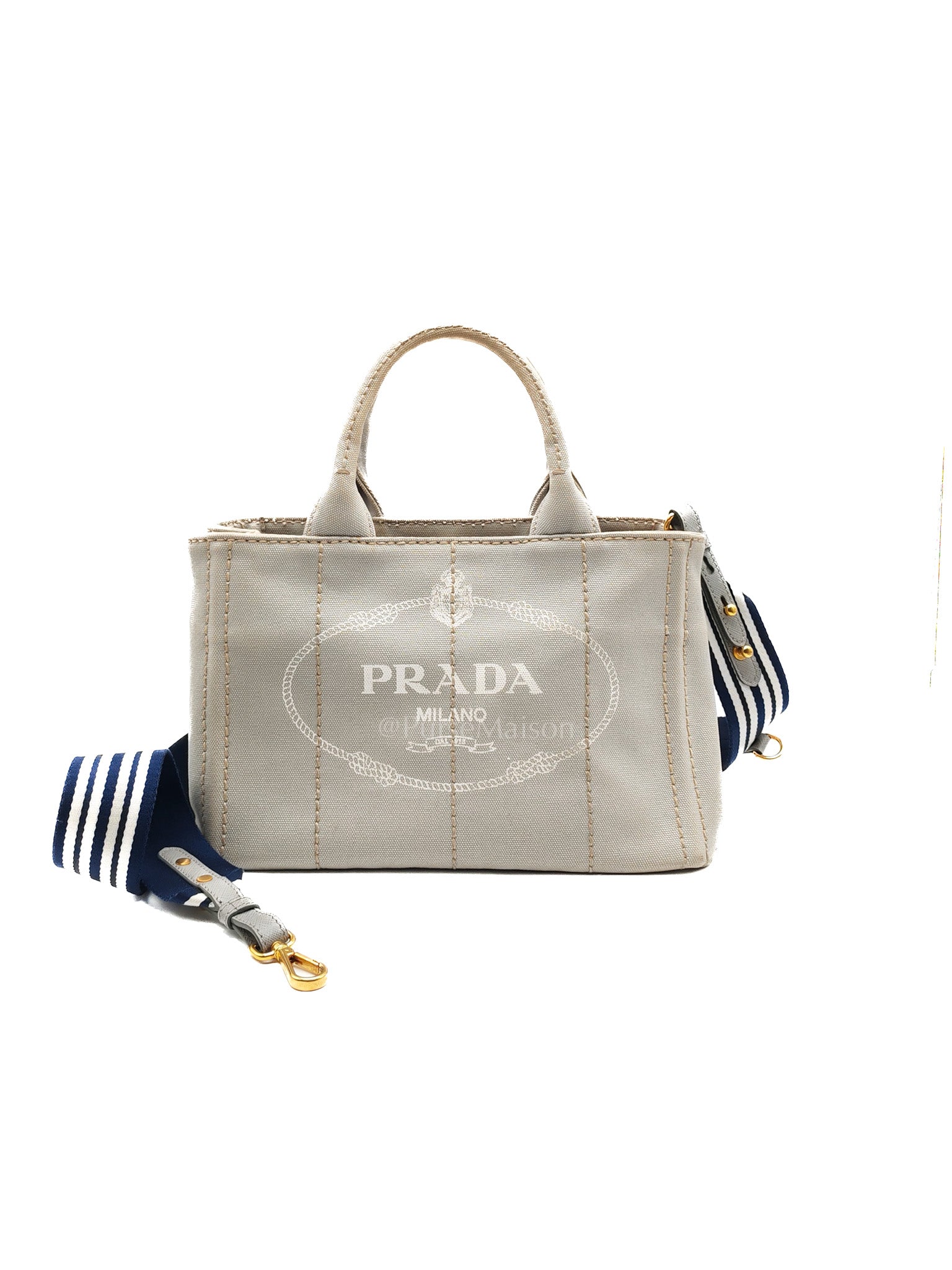 Canapa Canvas Small Tote Bag in Gray & Gold Hardware | Purse Maison Luxury Bags Shop
