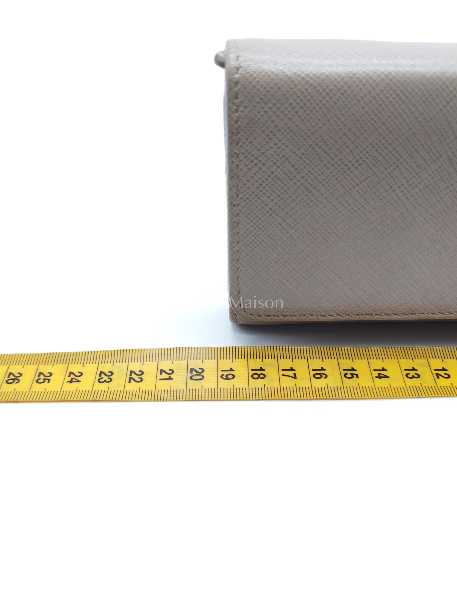 Prada Continental Flap Long Wallet in Light Beige Saffiano Leather and Gold Hardware | Purse Maison Luxury Bags Shop