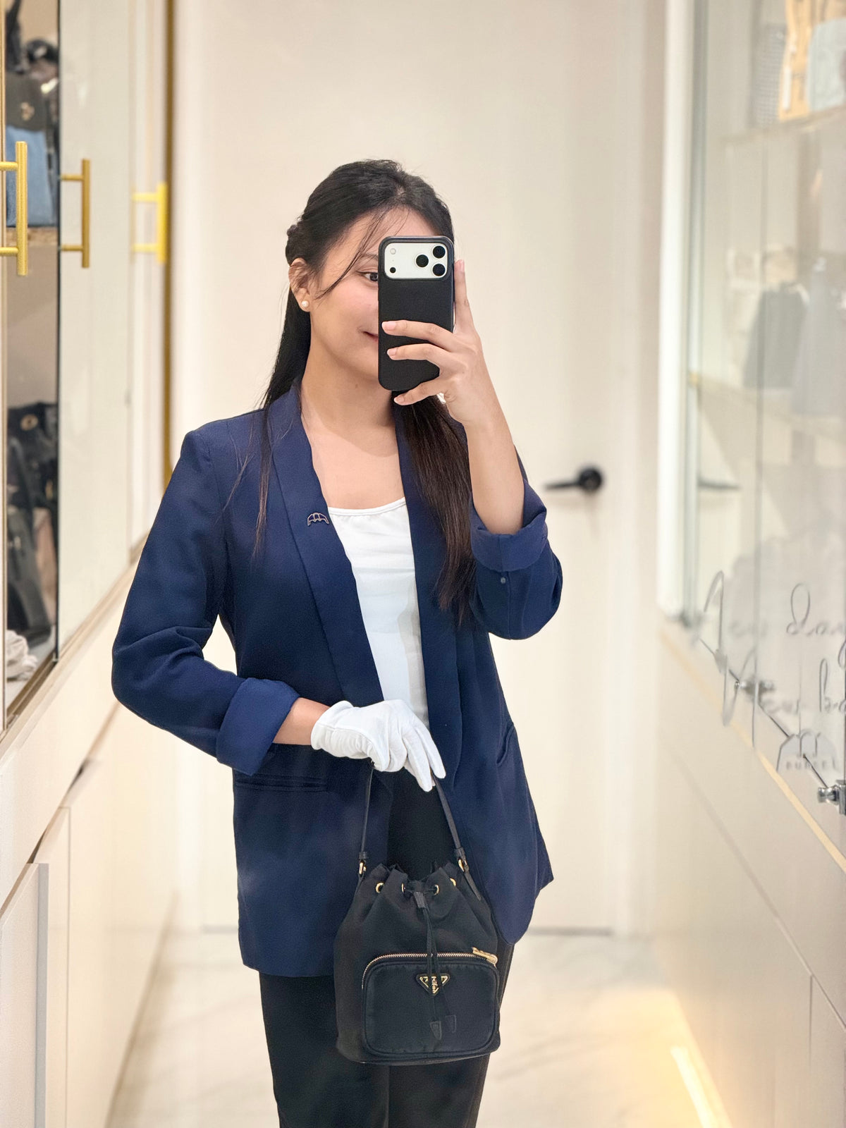 Prada Duet Re-Nylon bucket Bag Small in Black Tessuto Nylon and Gold Hardware | Purse Maison Luxury Bags Shop