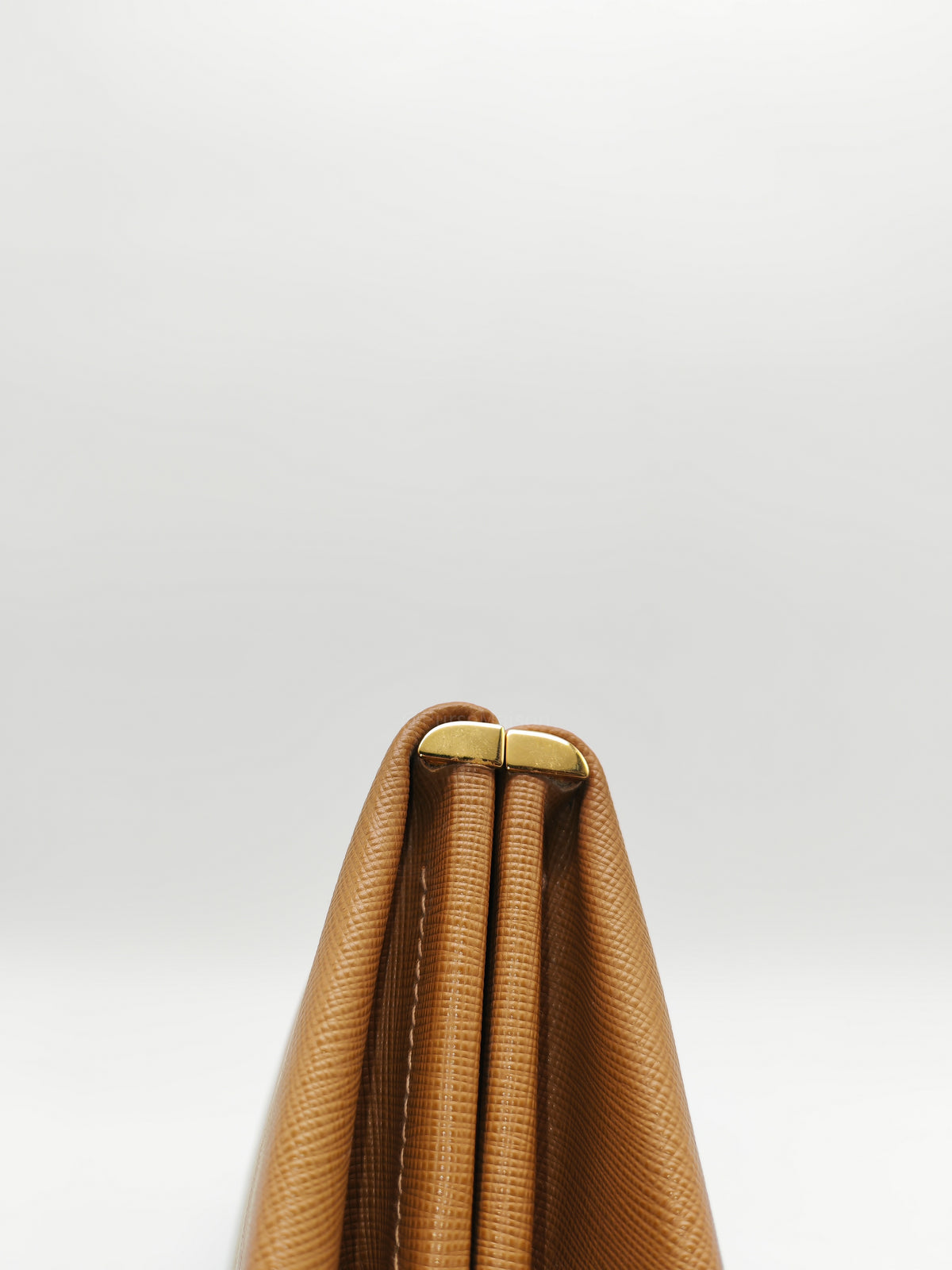 Prada Envelope Clutch in Brown Saffiano Leather and Gold Hardware | Purse Maison Luxury Bags Shop