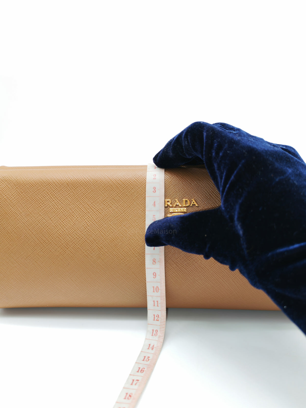 Prada Envelope Clutch in Brown Saffiano Leather and Gold Hardware | Purse Maison Luxury Bags Shop