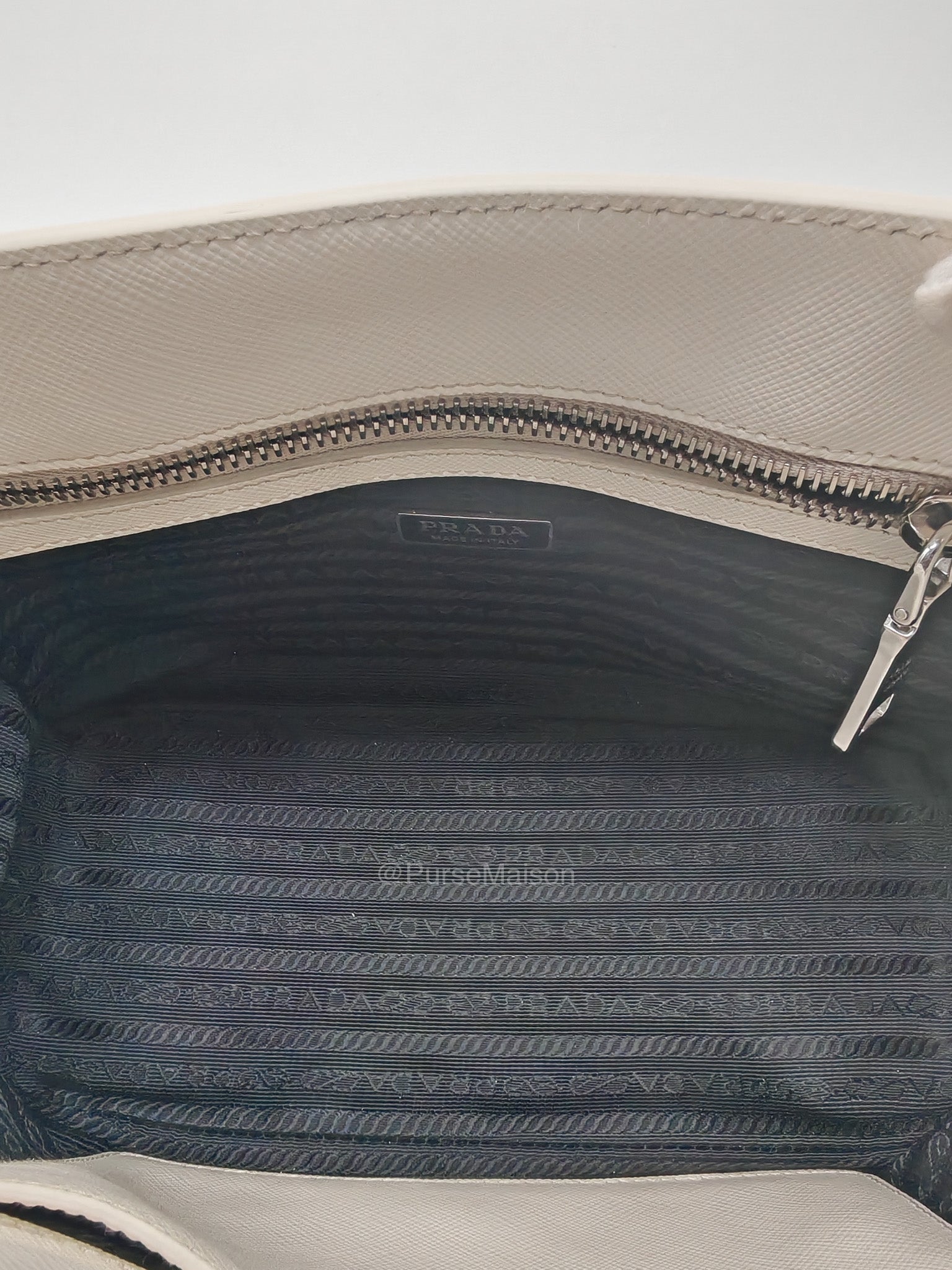Prada Galleria Mini in White Saffiano Leather and Silver Hardware | Purse Maison Luxury Bags Shop