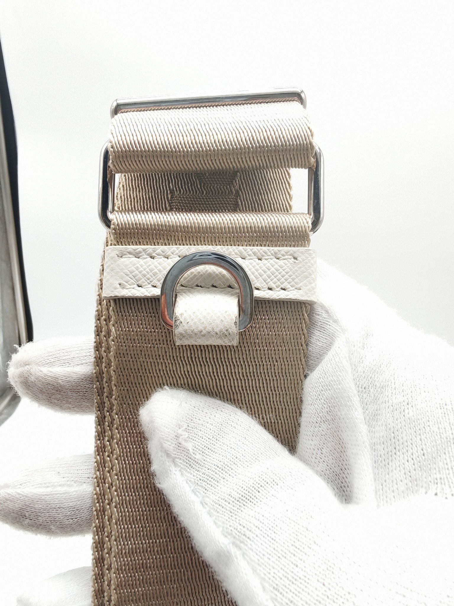 Prada Galleria Mini in White Saffiano Leather and Silver Hardware | Purse Maison Luxury Bags Shop