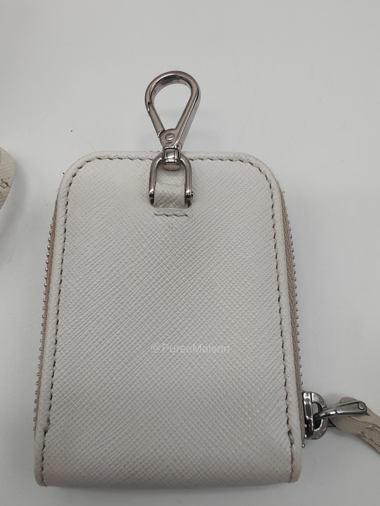 Prada Galleria Mini in White Saffiano Leather and Silver Hardware | Purse Maison Luxury Bags Shop