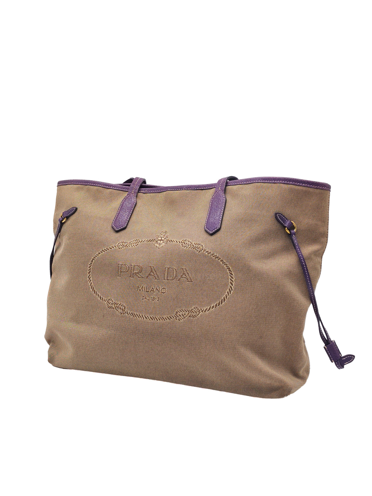 Prada Logo Jacquard Canvas in Brown Tote Bag | Purse Maison Luxury Bags Shop