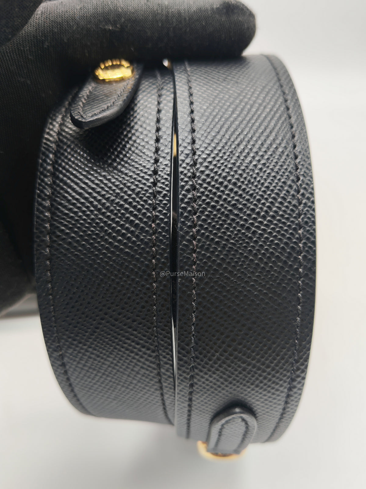 Prada Monochrome Tote Bag Small in Black Saffiano Cuir Calfskin Leather and Gold Hardware | Purse Maison Luxury Bags Shop