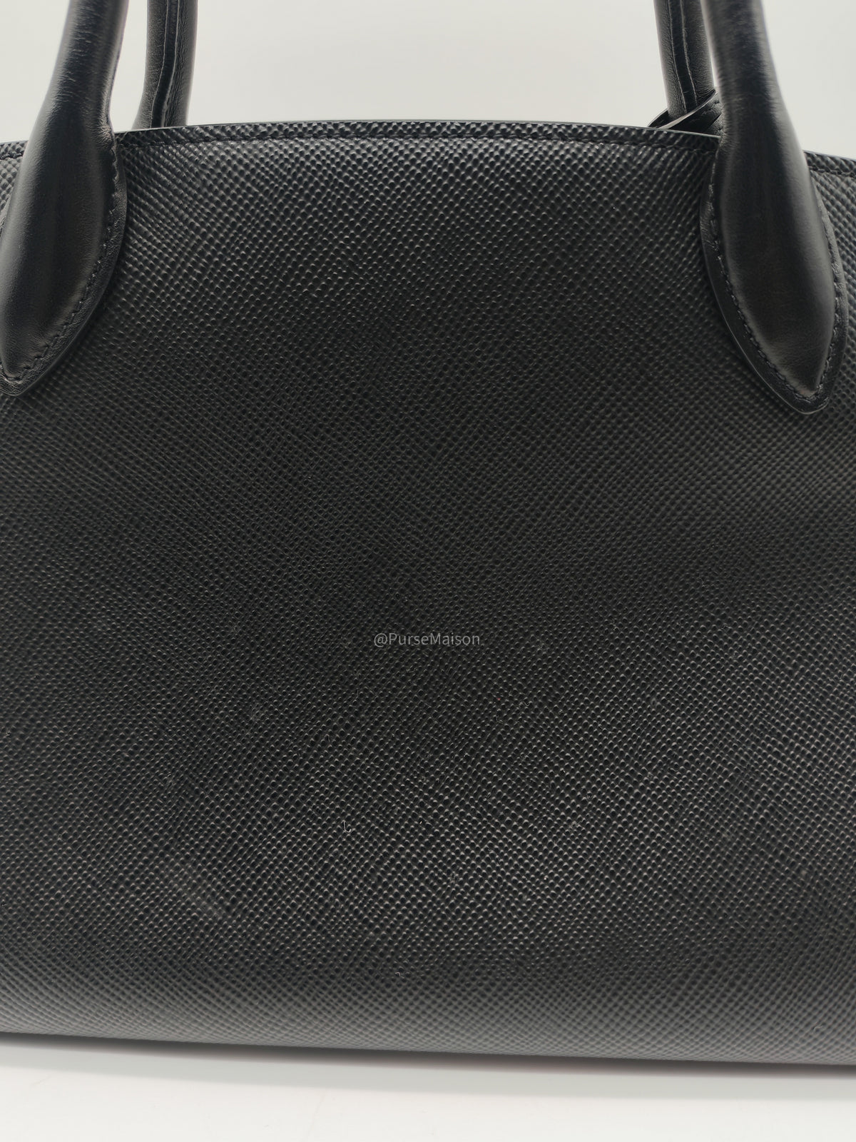 Prada Monochrome Tote Bag Small in Black Saffiano Cuir Calfskin Leather and Gold Hardware | Purse Maison Luxury Bags Shop