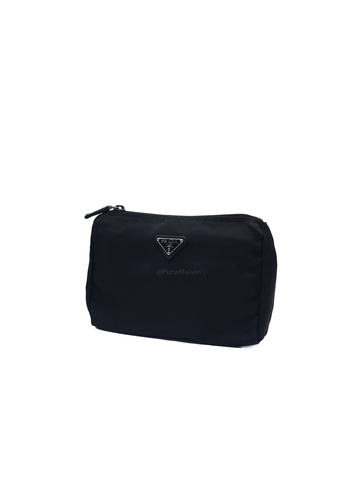 Prada Nylon Cosmetic Pouch in Black Nylon Canvas | Purse Maison Luxury Bags Shop