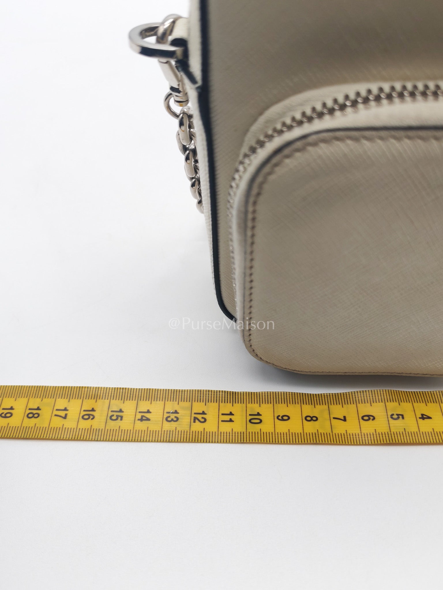 Prada Phone Bag in White Saffiano Leather Silver Hardware | Purse Maison Luxury Bags Shop