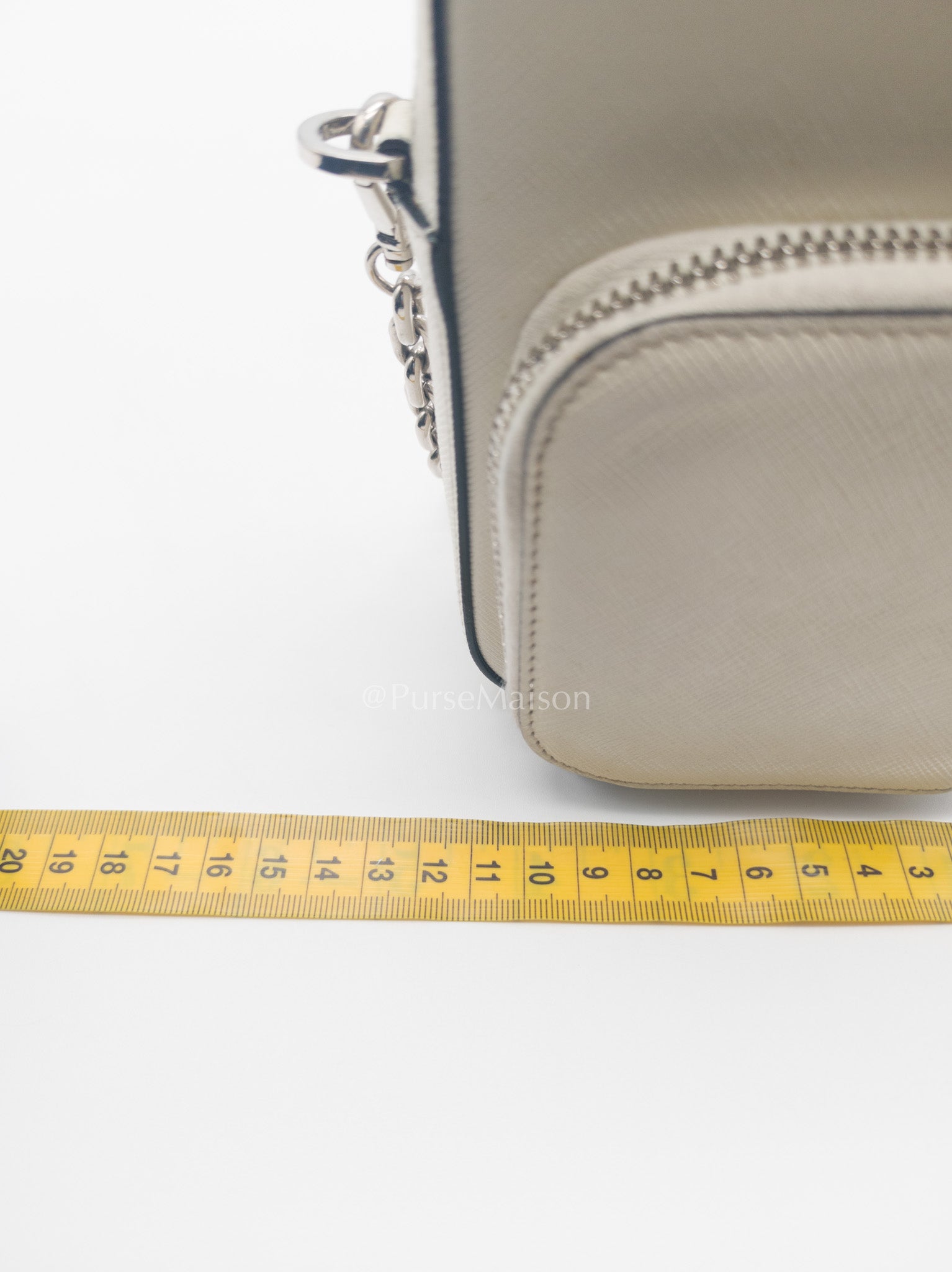 Prada Phone Bag in White Saffiano Leather Silver Hardware | Purse Maison Luxury Bags Shop