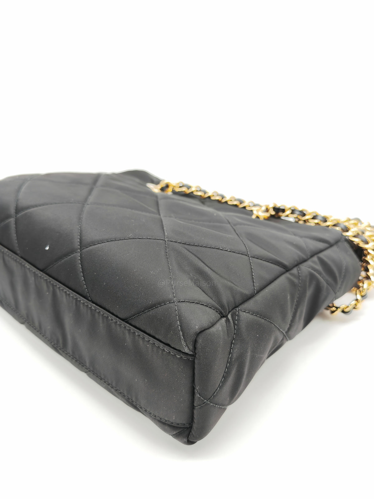 Prada Re-Edition 1995 Chain Shoulder Bag in Black Tessuto Nylon and Gold Hardware | Purse Maison Luxury Bags Shop