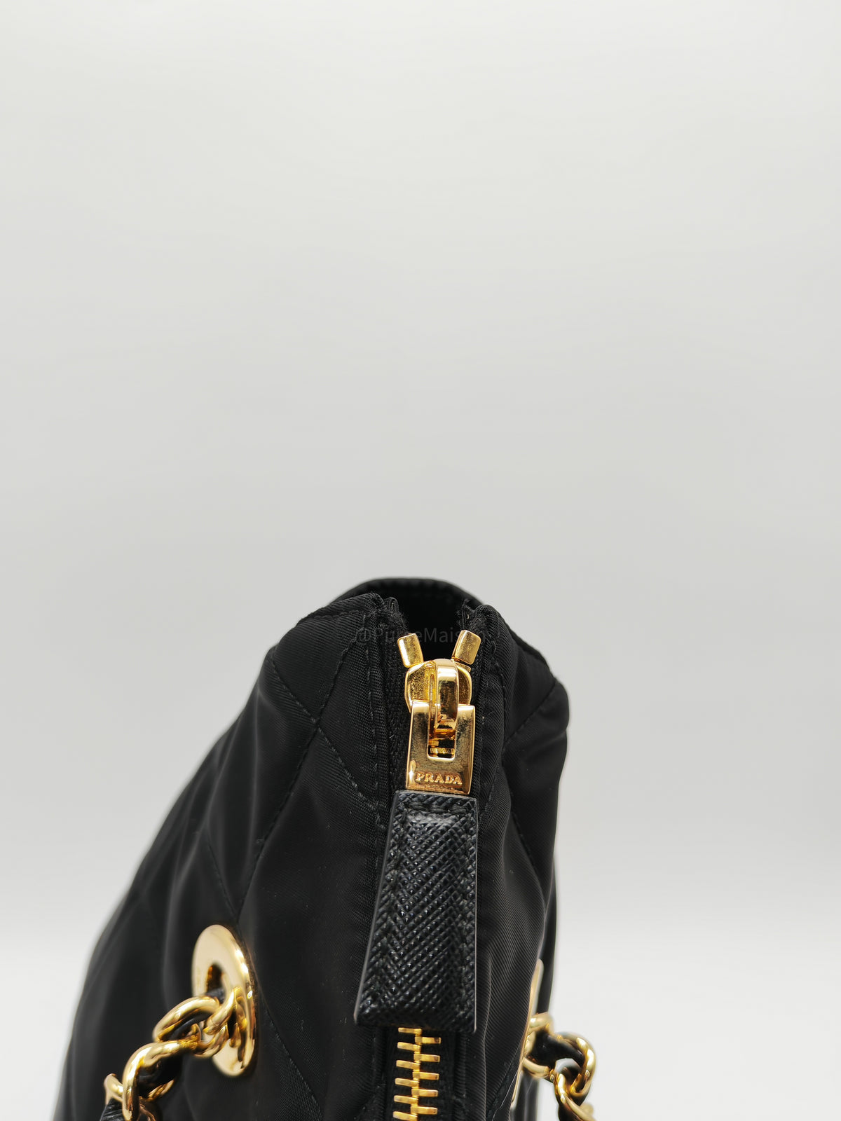 Prada Re-Edition 1995 Chain Shoulder Bag in Black Tessuto Nylon and Gold Hardware | Purse Maison Luxury Bags Shop