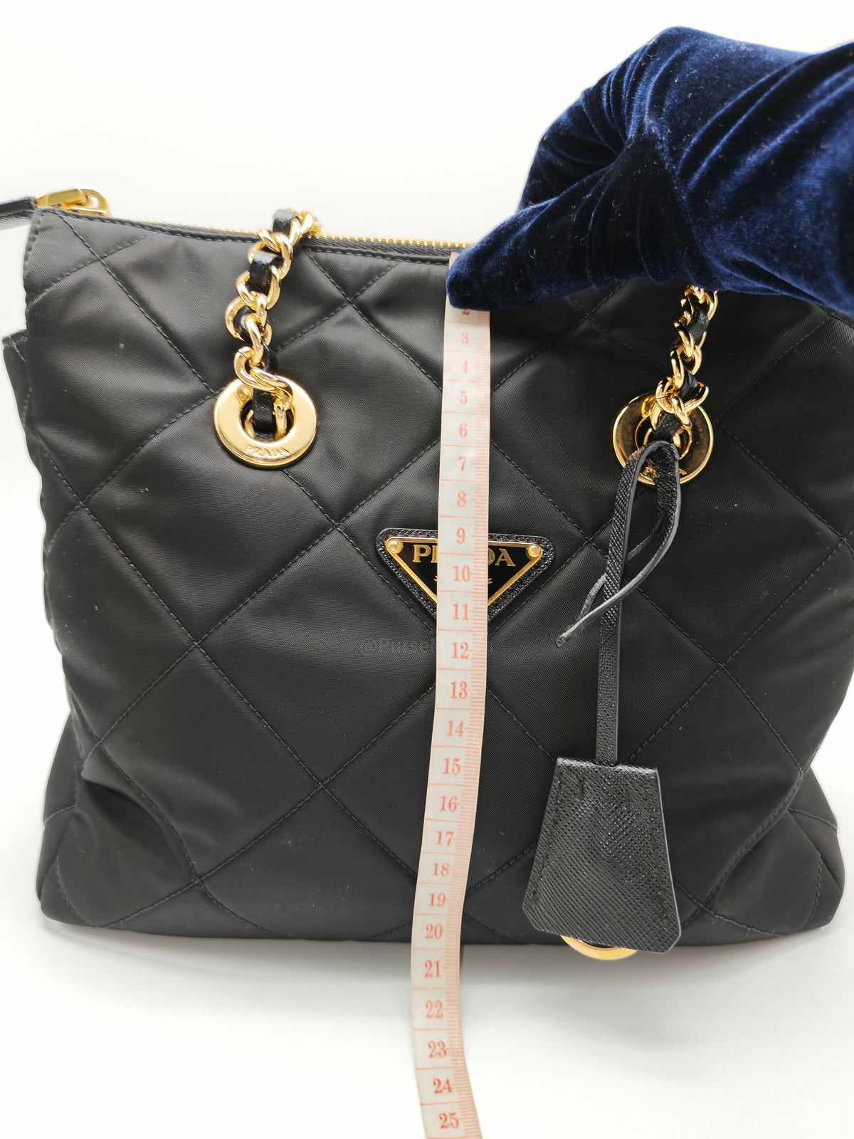 Prada Re-Edition 1995 Chain Shoulder Bag in Black Tessuto Nylon and Gold Hardware | Purse Maison Luxury Bags Shop