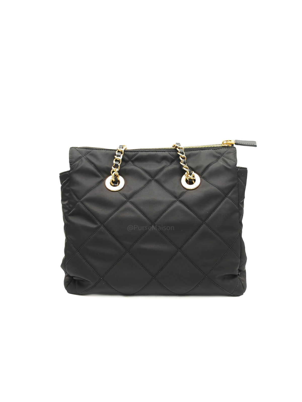 Prada Re-Edition 1995 Chain Shoulder Bag in Black Tessuto Nylon and Gold Hardware | Purse Maison Luxury Bags Shop