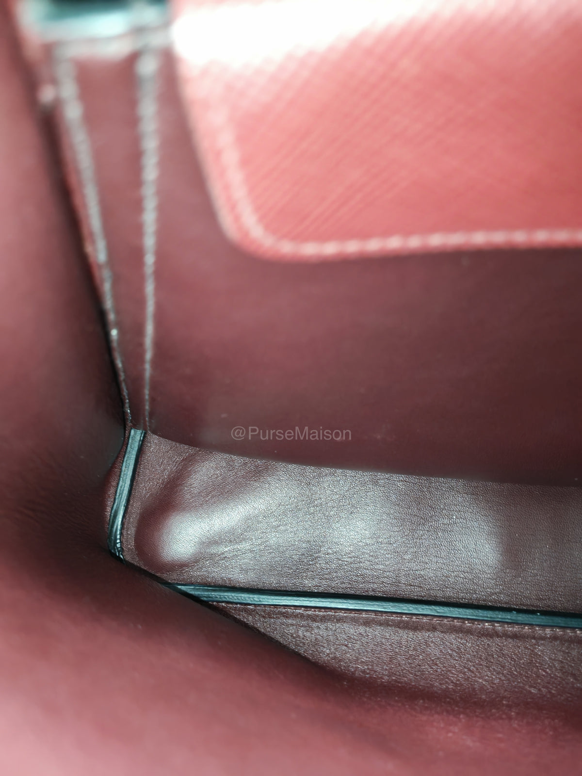 Prada Saffiano Cuir Double Bag in Burgundy Saffiano Leather and Silver Hardware | Purse Maison Luxury Bags Shop