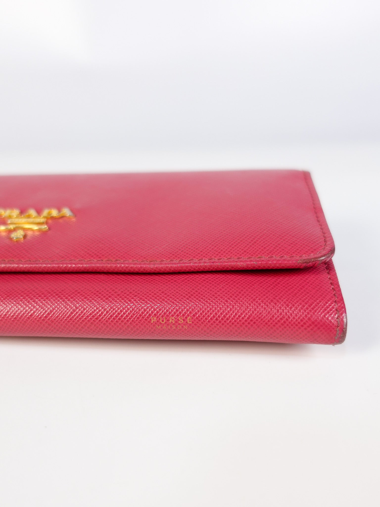 Saffiano Flap Long Wallet in Pink | Purse Maison Luxury Bags Shop