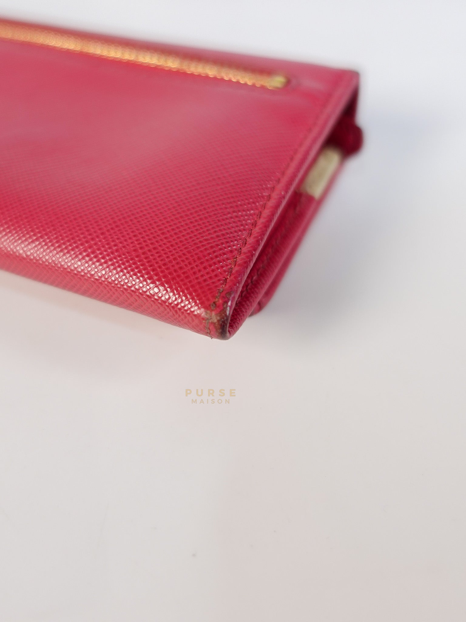 Saffiano Flap Long Wallet in Pink | Purse Maison Luxury Bags Shop