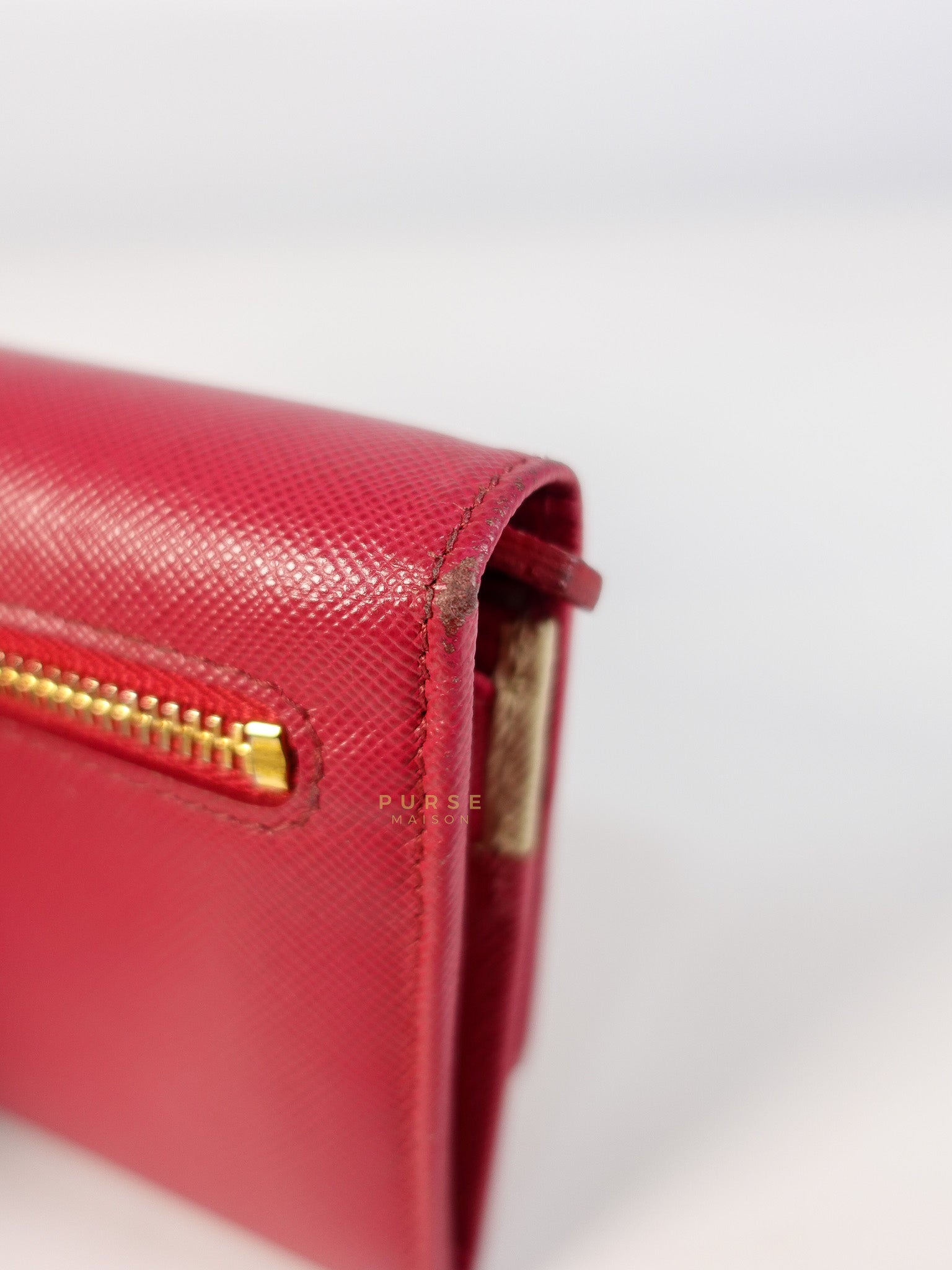 Saffiano Flap Long Wallet in Pink | Purse Maison Luxury Bags Shop