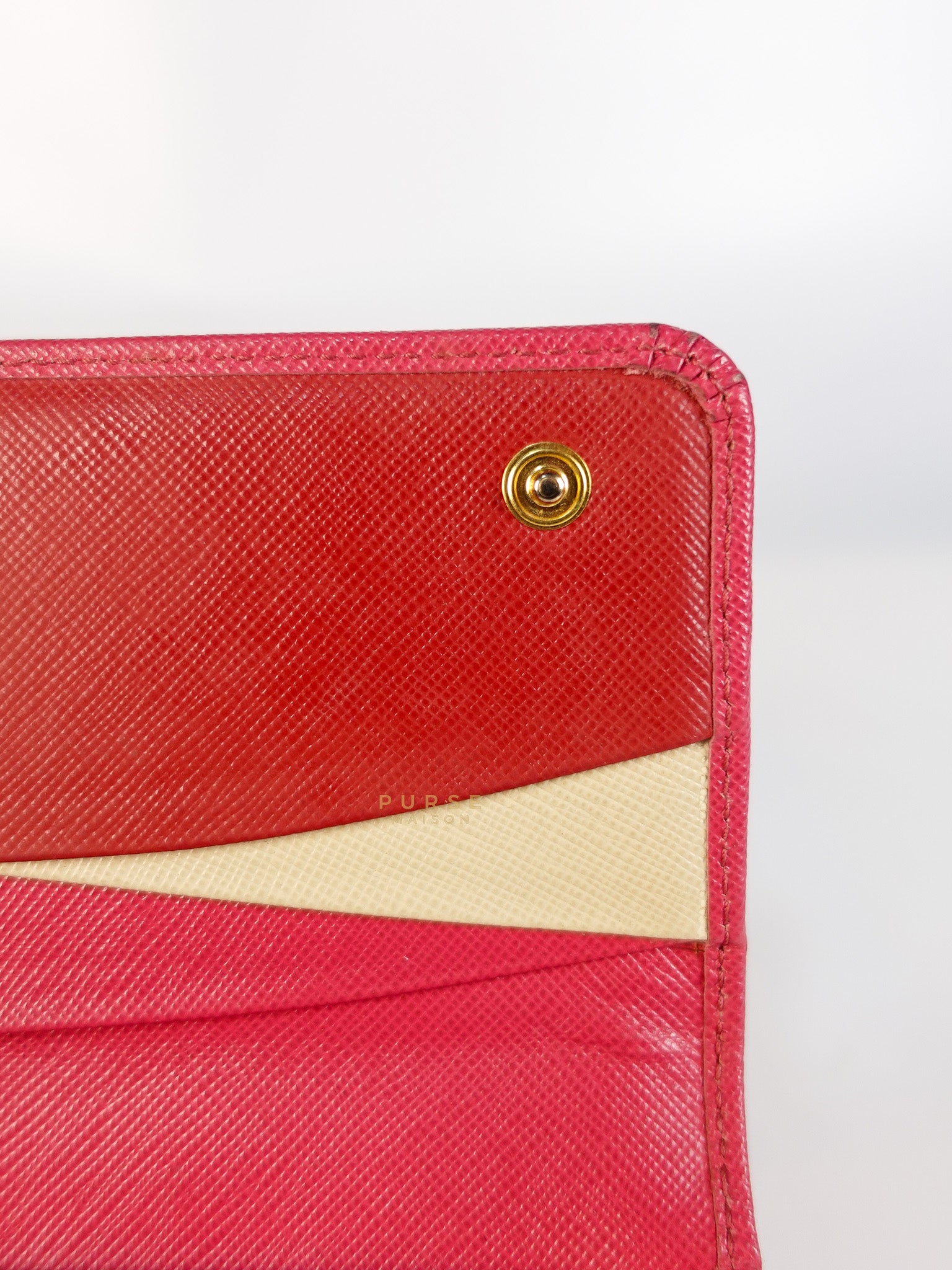 Saffiano Flap Long Wallet in Pink | Purse Maison Luxury Bags Shop