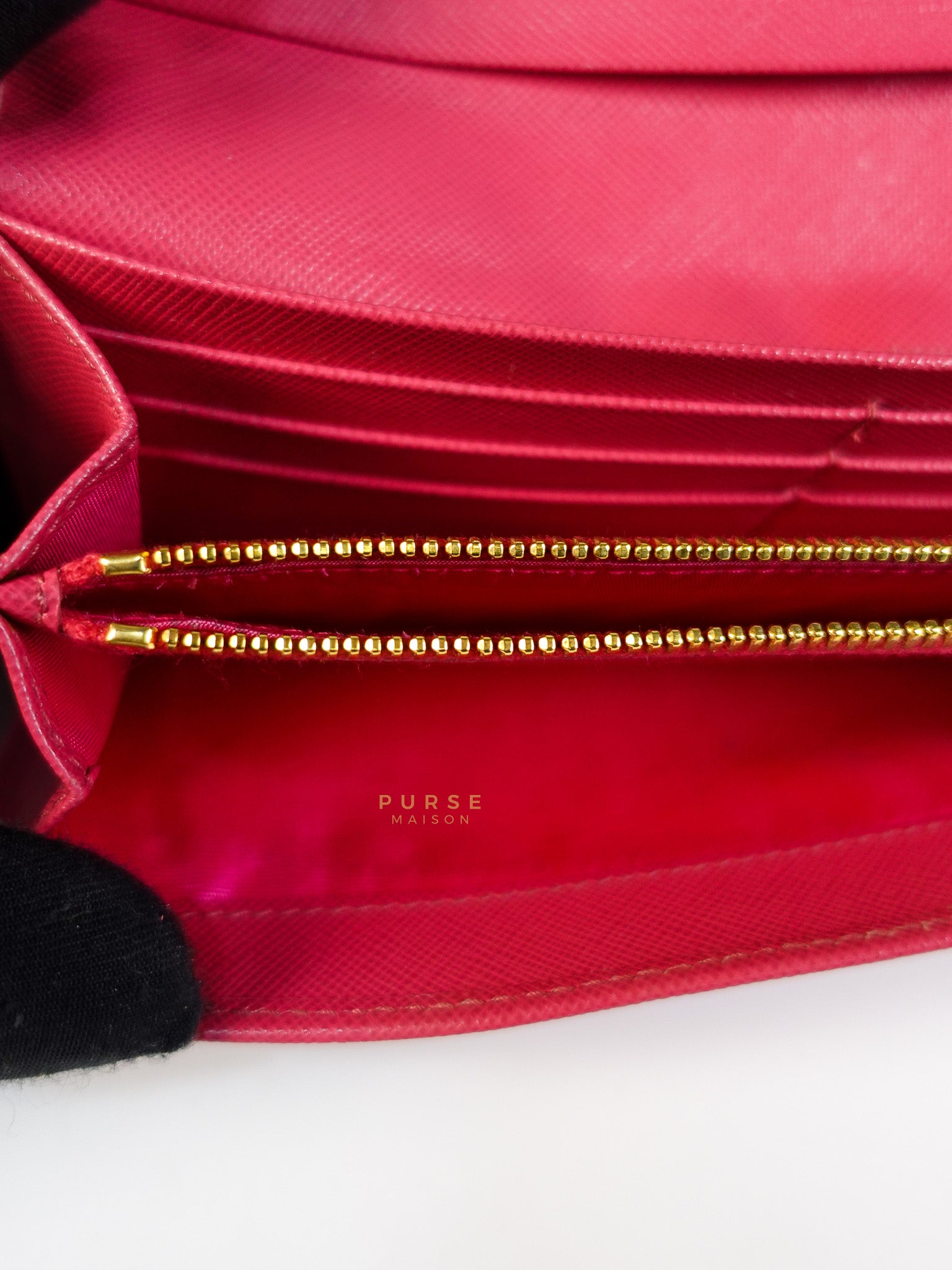 Saffiano Flap Long Wallet in Pink | Purse Maison Luxury Bags Shop