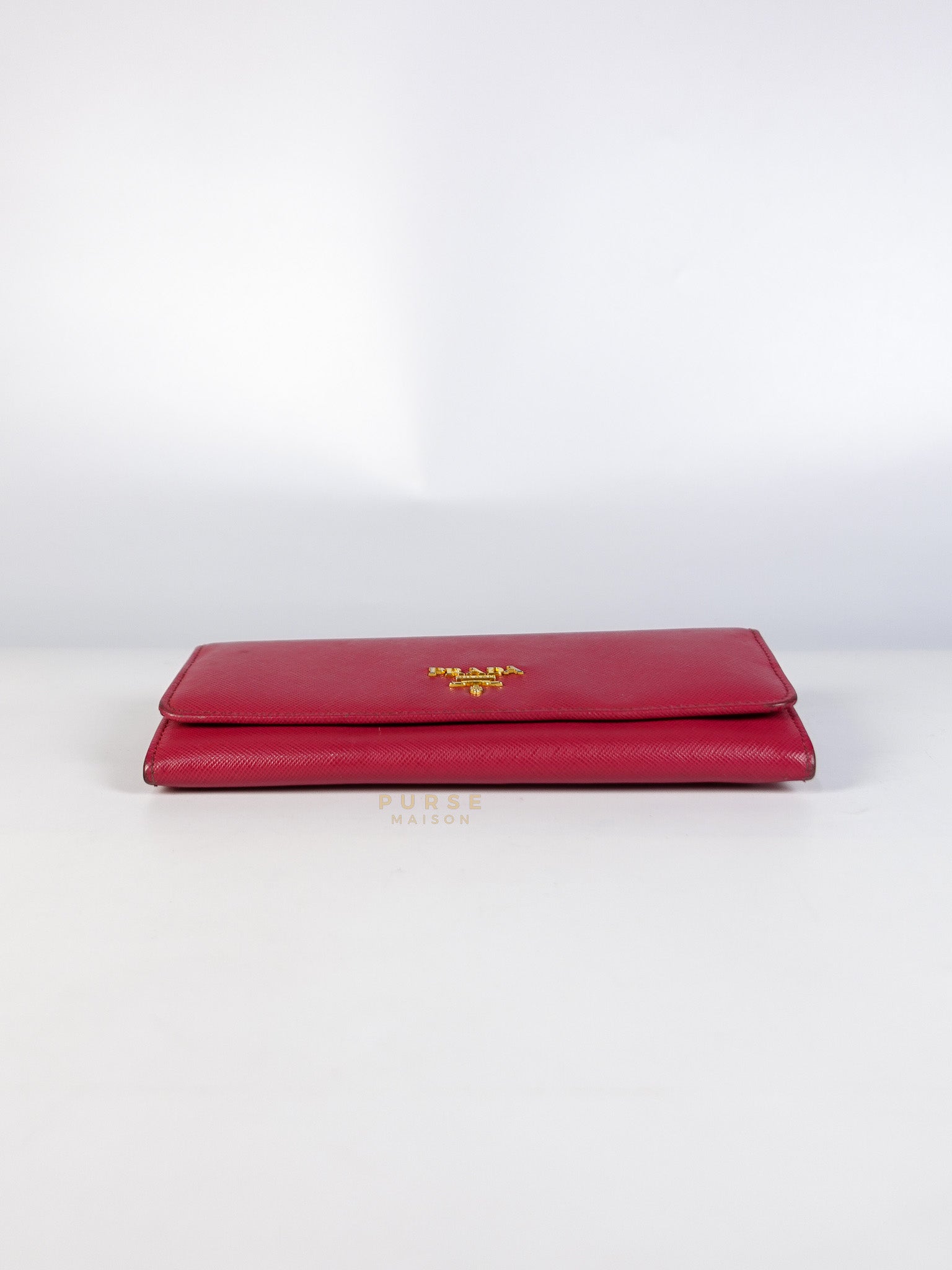 Saffiano Flap Long Wallet in Pink | Purse Maison Luxury Bags Shop