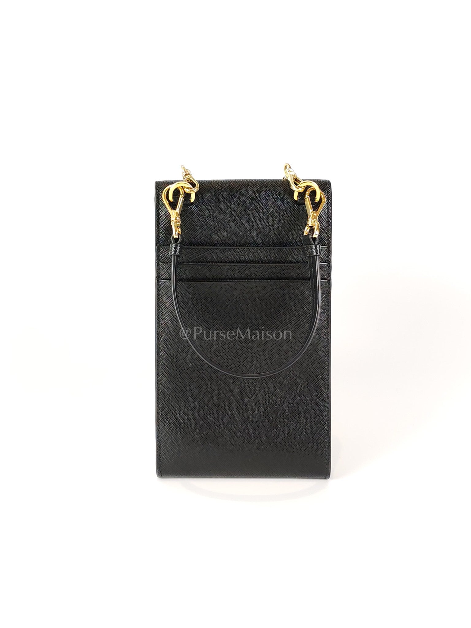 Saffiano Leather in Black Phone Carrier | Purse Maison Luxury Bags Shop