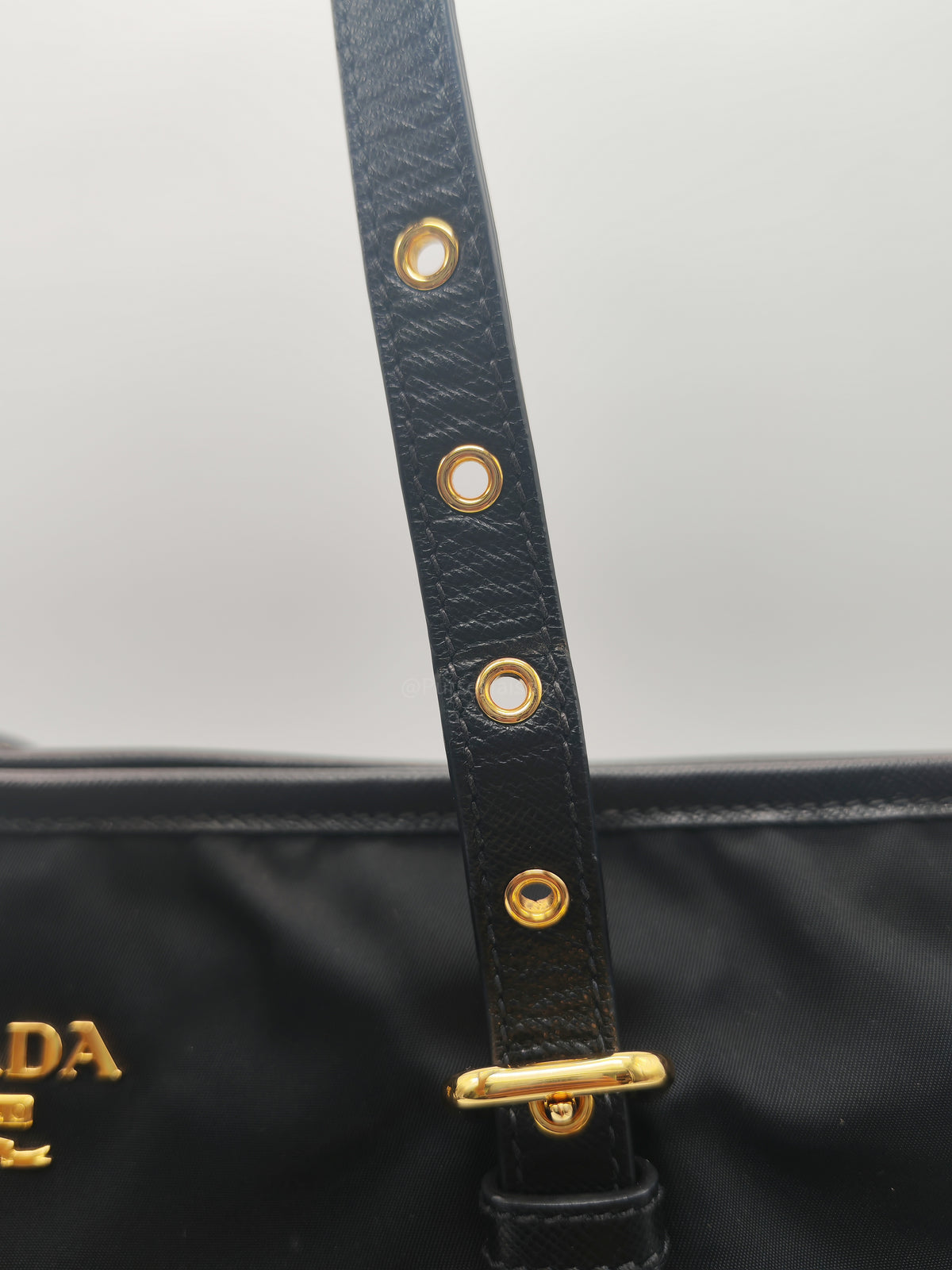 Prada Tessuto Nylon Tote Bag in Black Nylon Canvas and Saffiano Leather Gold Hardware | Purse Maison Luxury Bags Shop