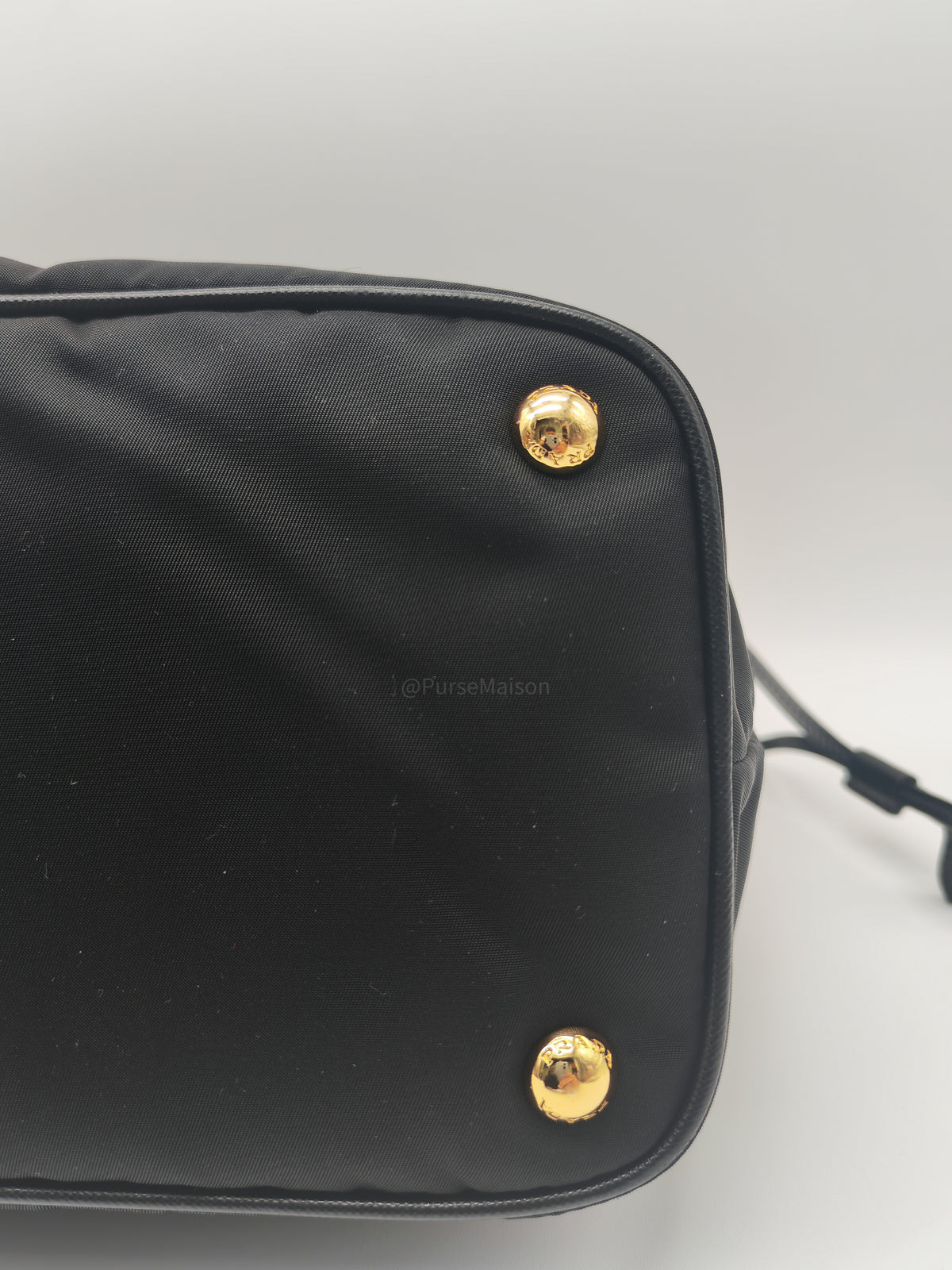Prada Tessuto Nylon Tote Bag in Black Nylon Canvas and Saffiano Leather Gold Hardware | Purse Maison Luxury Bags Shop