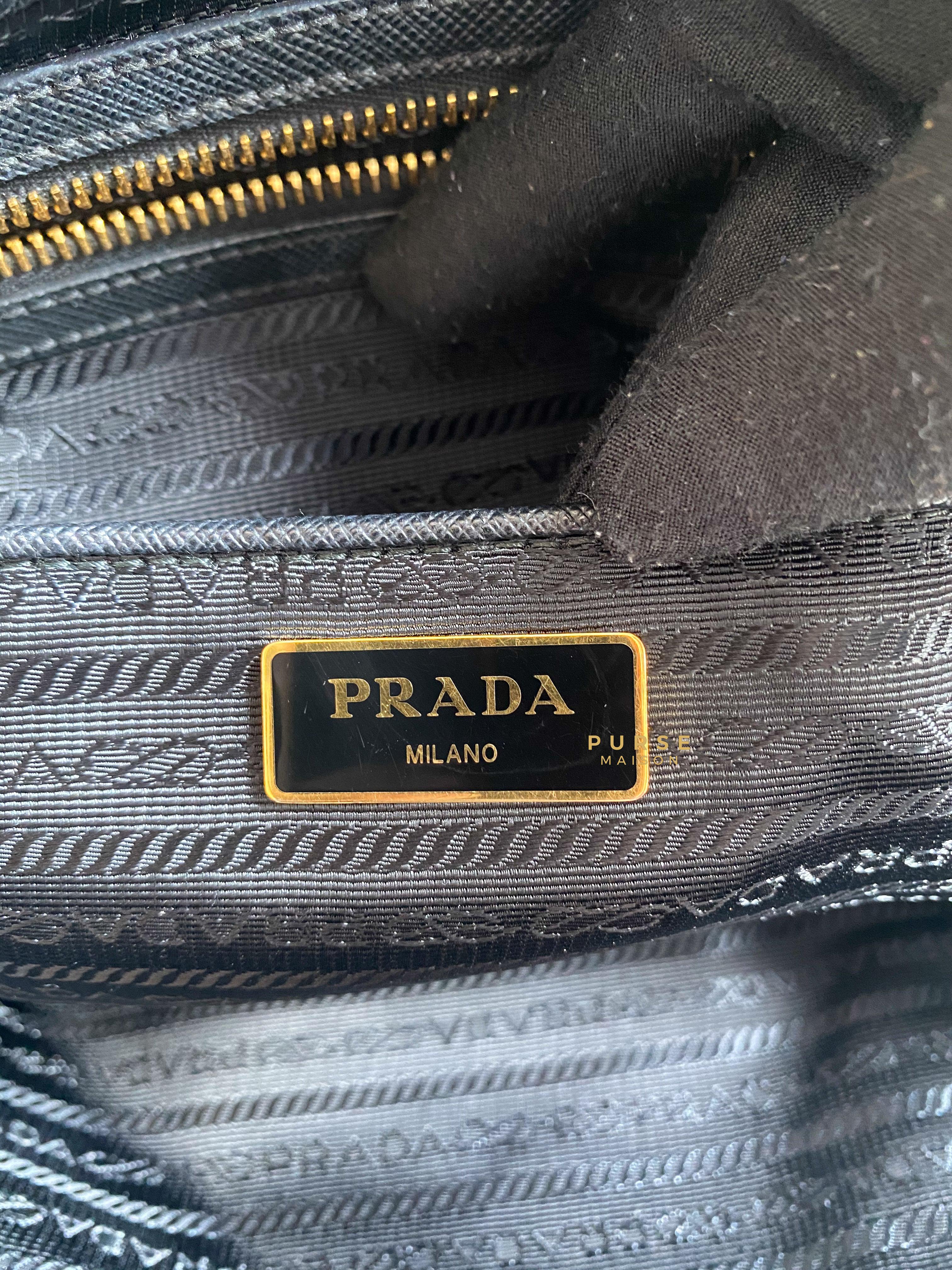 Prada Tessuto Saffiano Nylon Black Tote Bag Purse Maison